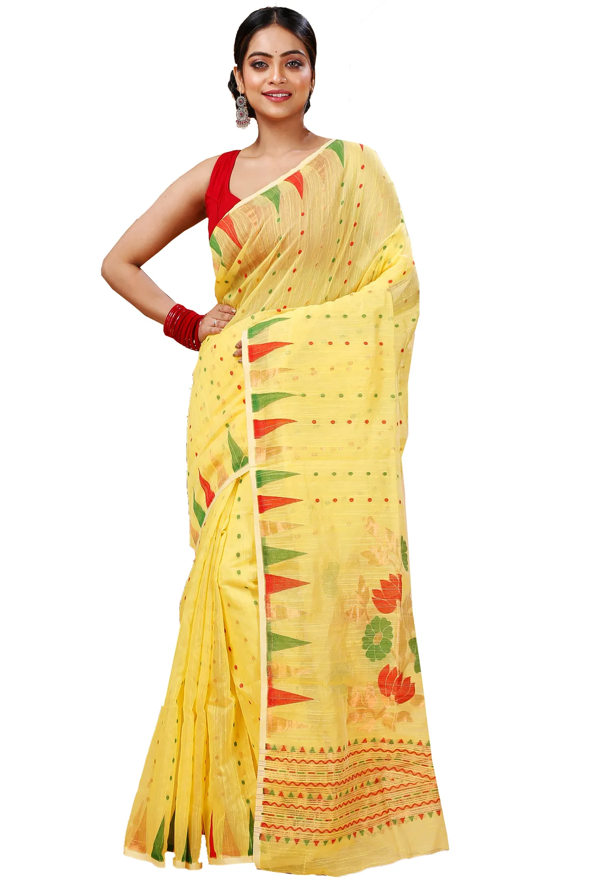 DipDiya Blended Cotton Yellow Pilu Threads of Tradition Handloom Sarees