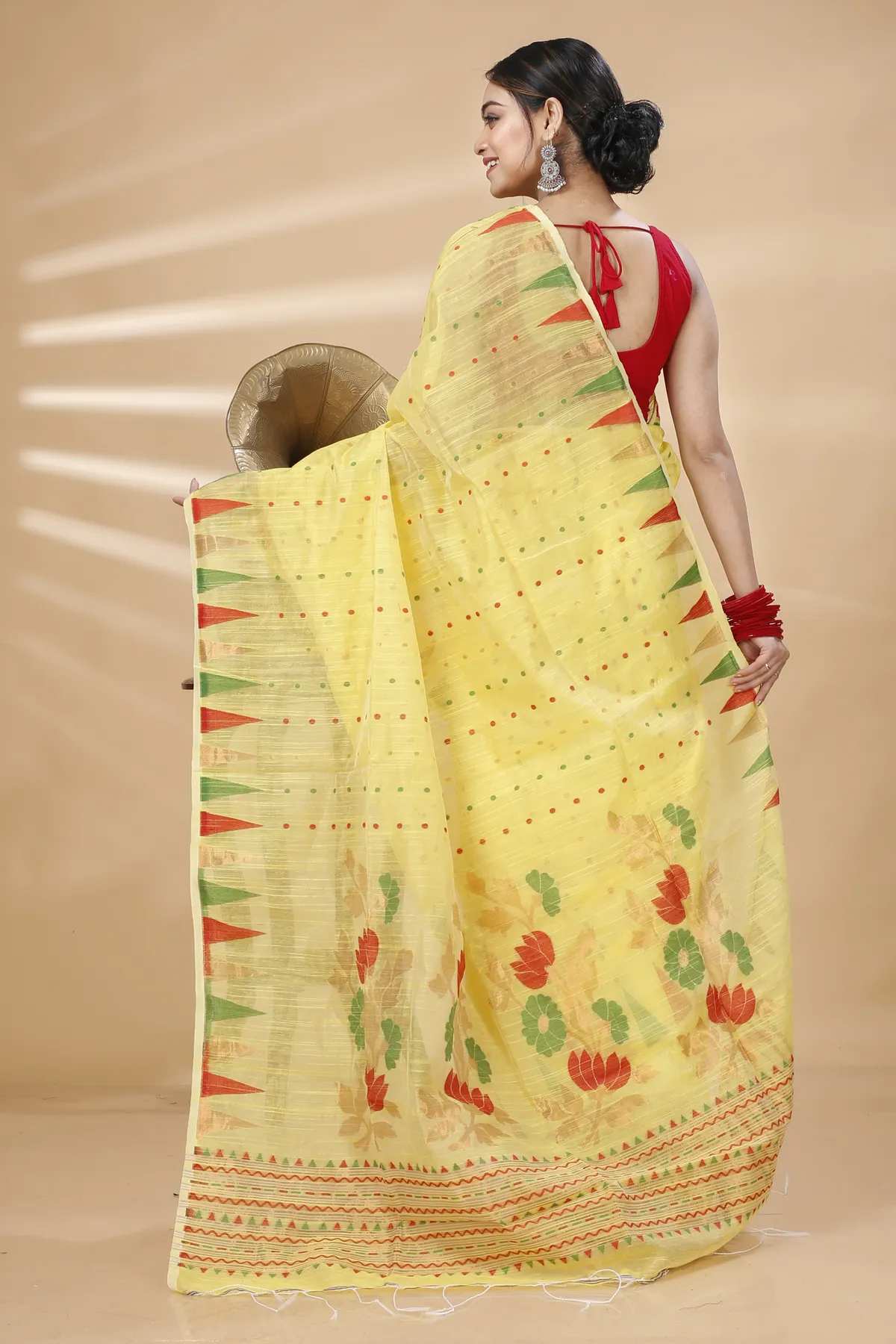 DipDiya Blended Cotton Yellow Pilu Threads of Tradition Handloom Sarees