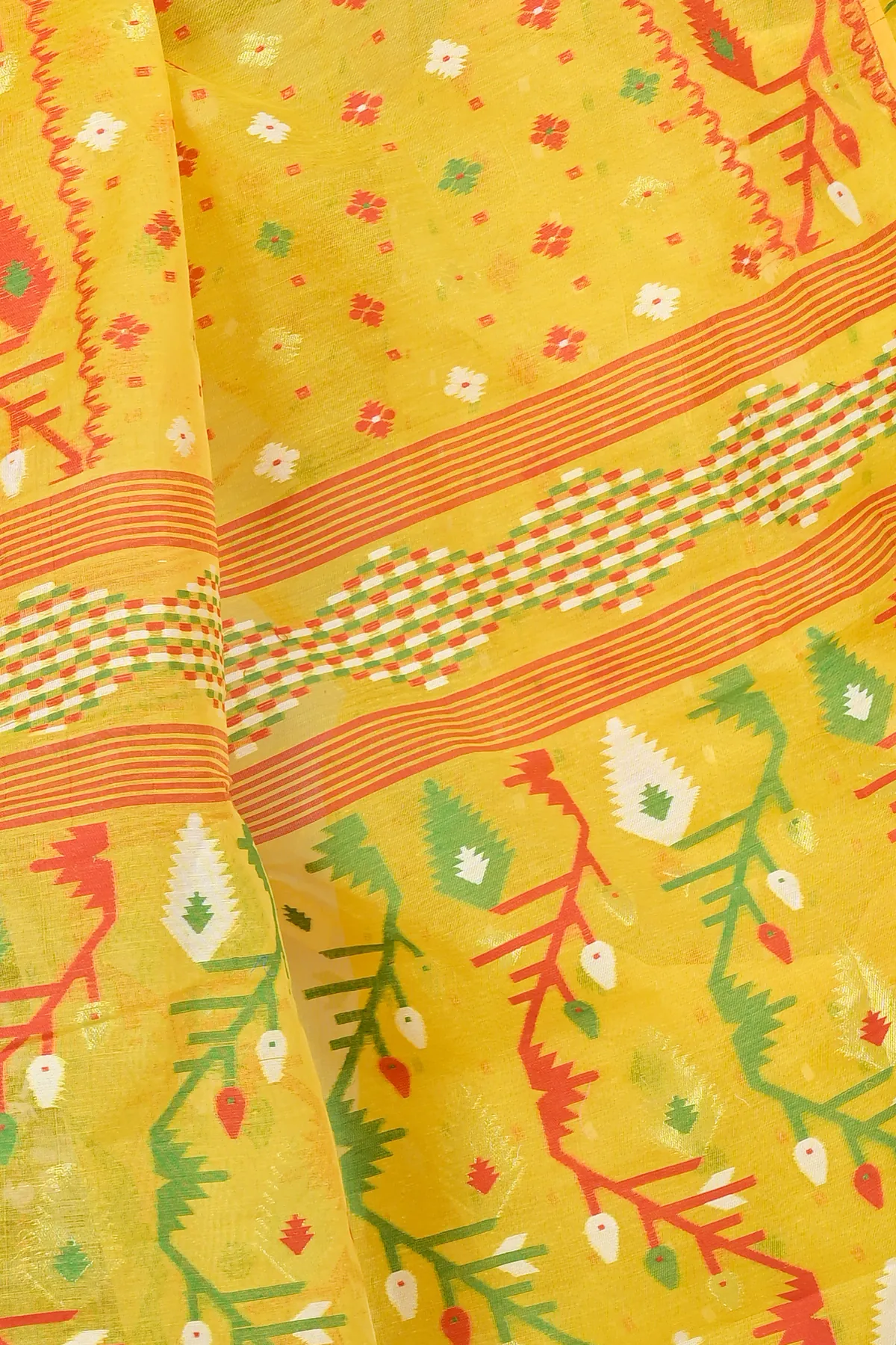 DipDiya Blended Cotton Yellow Rapkol The Bengali Classic Jamdani Sarees