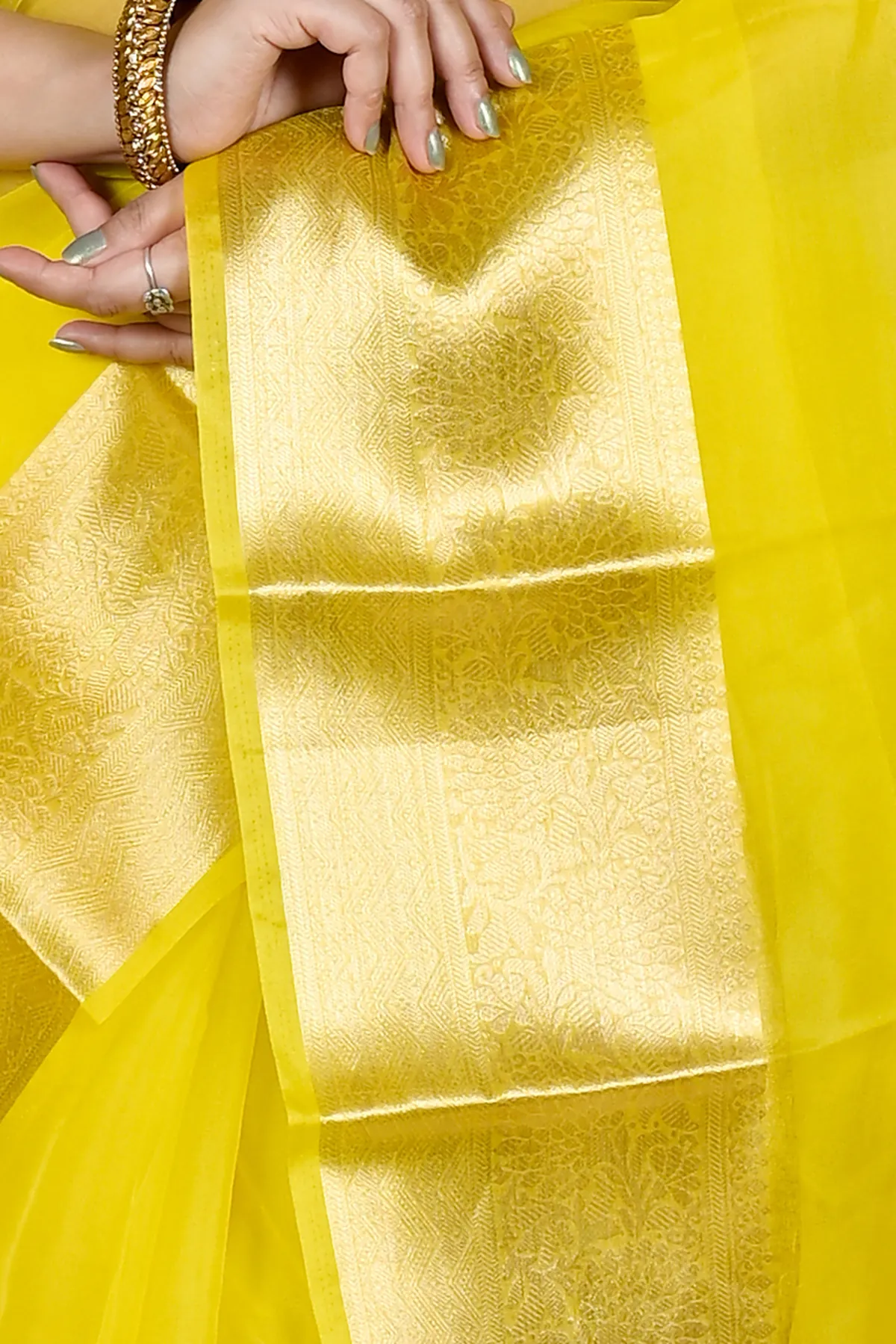 DipDiya Blended Cotton Yellow Sikto Weaves with a Story Handloom Sarees