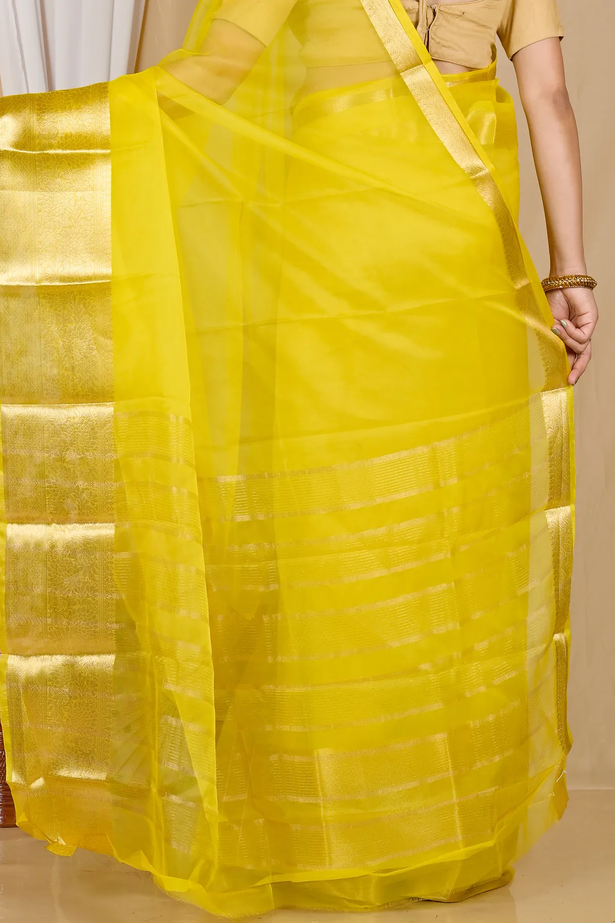 DipDiya Blended Cotton Yellow Sikto Weaves with a Story Handloom Sarees