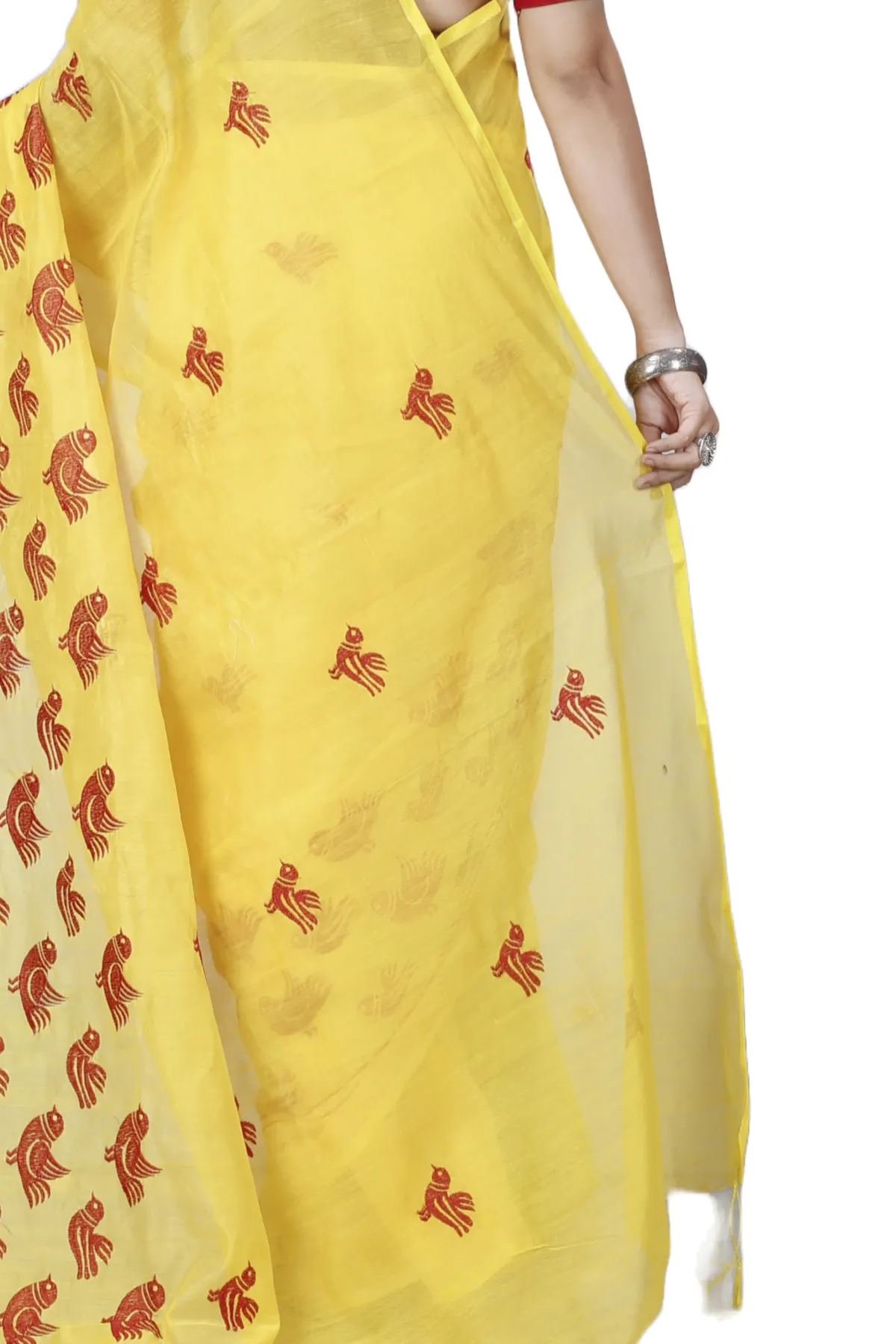DipDiya Blended Cotton Yellow Thulasi The Bengali Classic Handloom Sarees