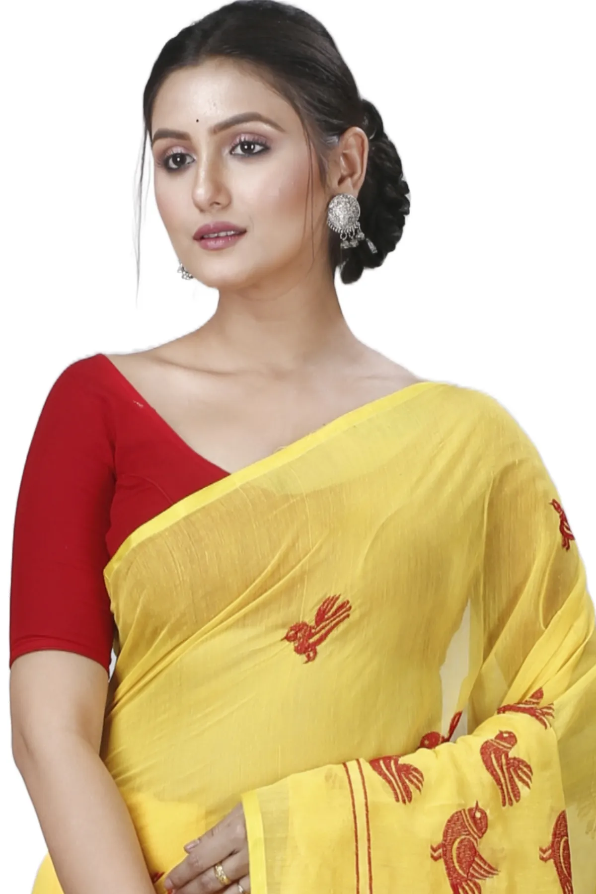DipDiya Blended Cotton Yellow Thulasi The Bengali Classic Handloom Sarees