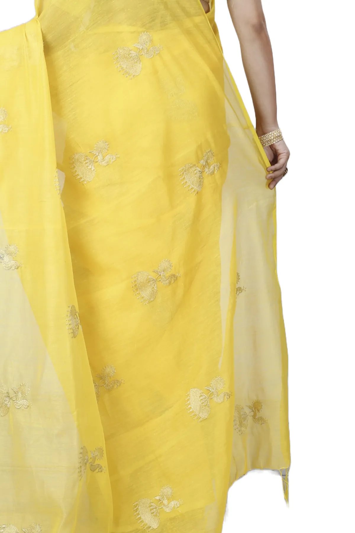 DipDiya Blended Cotton Yellow Tuli Traditional Elegance Handloom Sarees