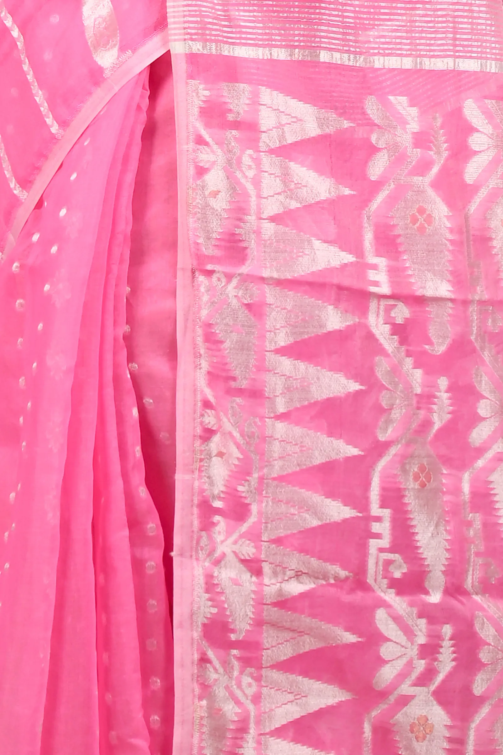 DipDiya Cotton Baby Pink Folai Effortless Tradition Jamdani Sarees