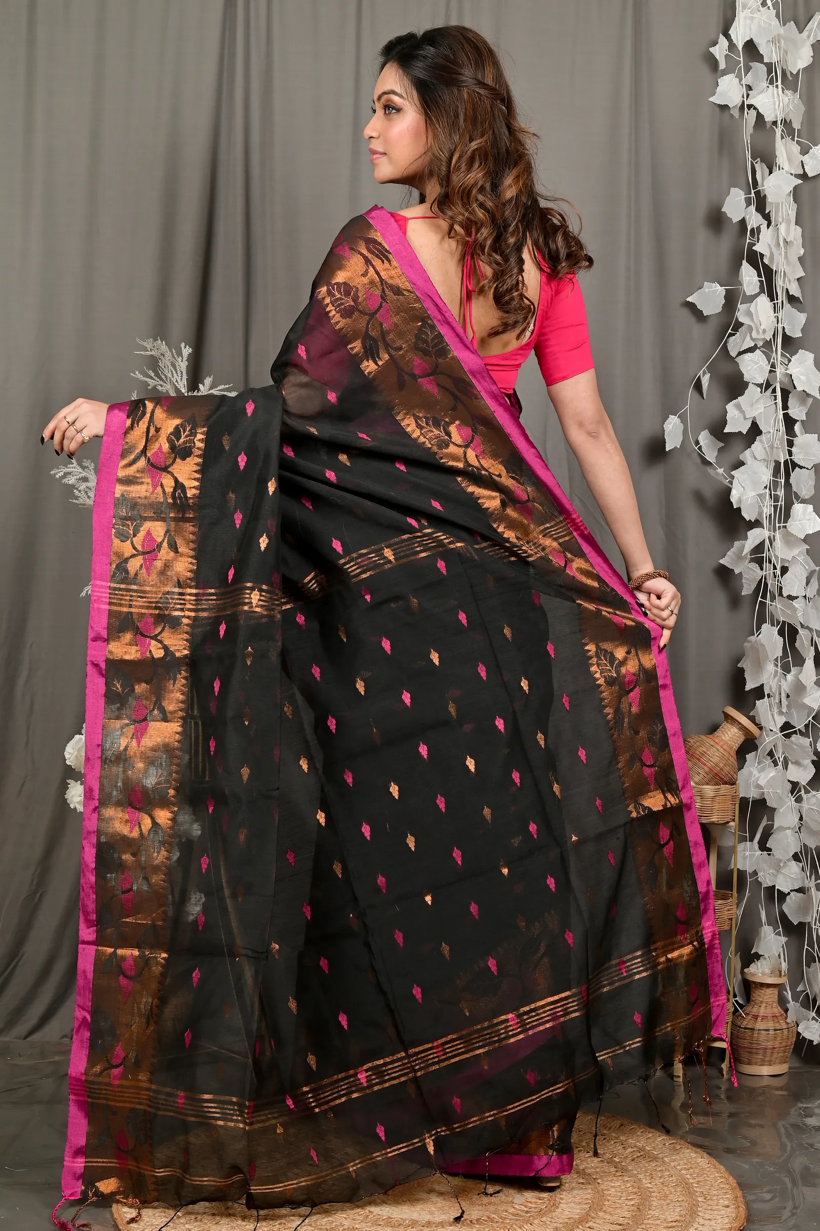 DipDiya Cotton Black Dipani Rooted in Bengal Handloom Sarees