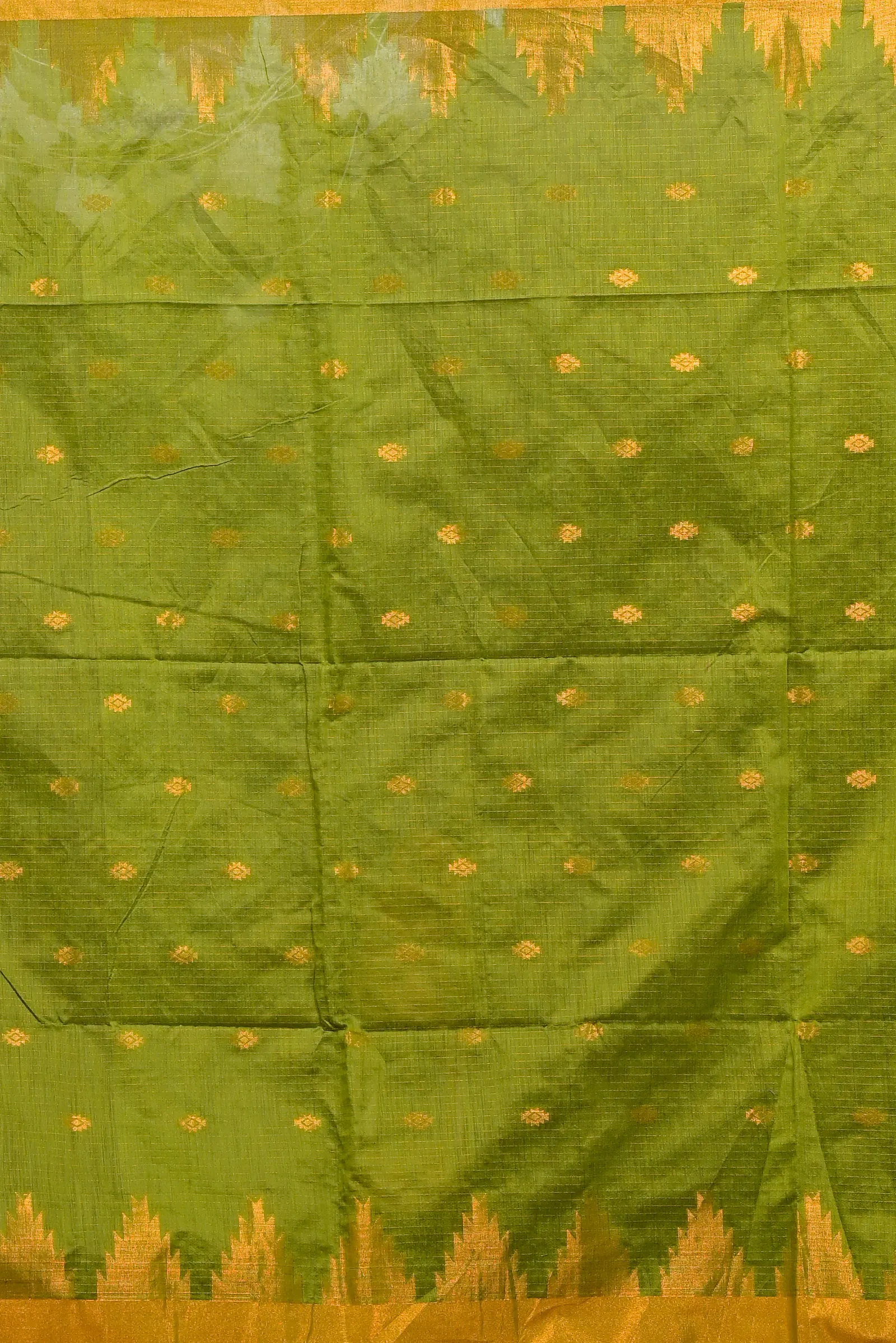 DipDiya Cotton Blend Green Daypi Tradition in Every Thread Handloom Sarees