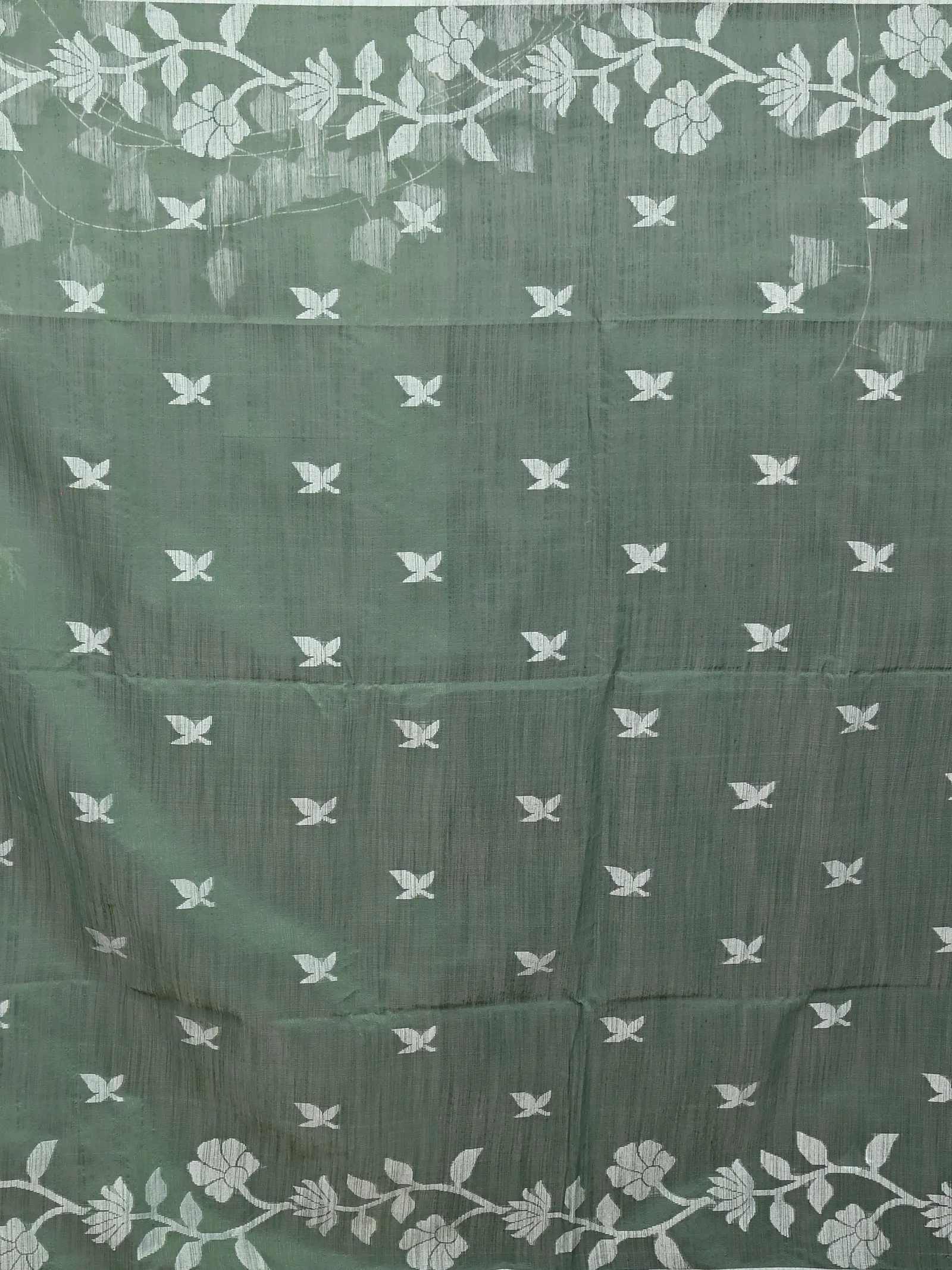 DipDiya Cotton Blend Green Parlon Timeless Bengal Handloom Sarees