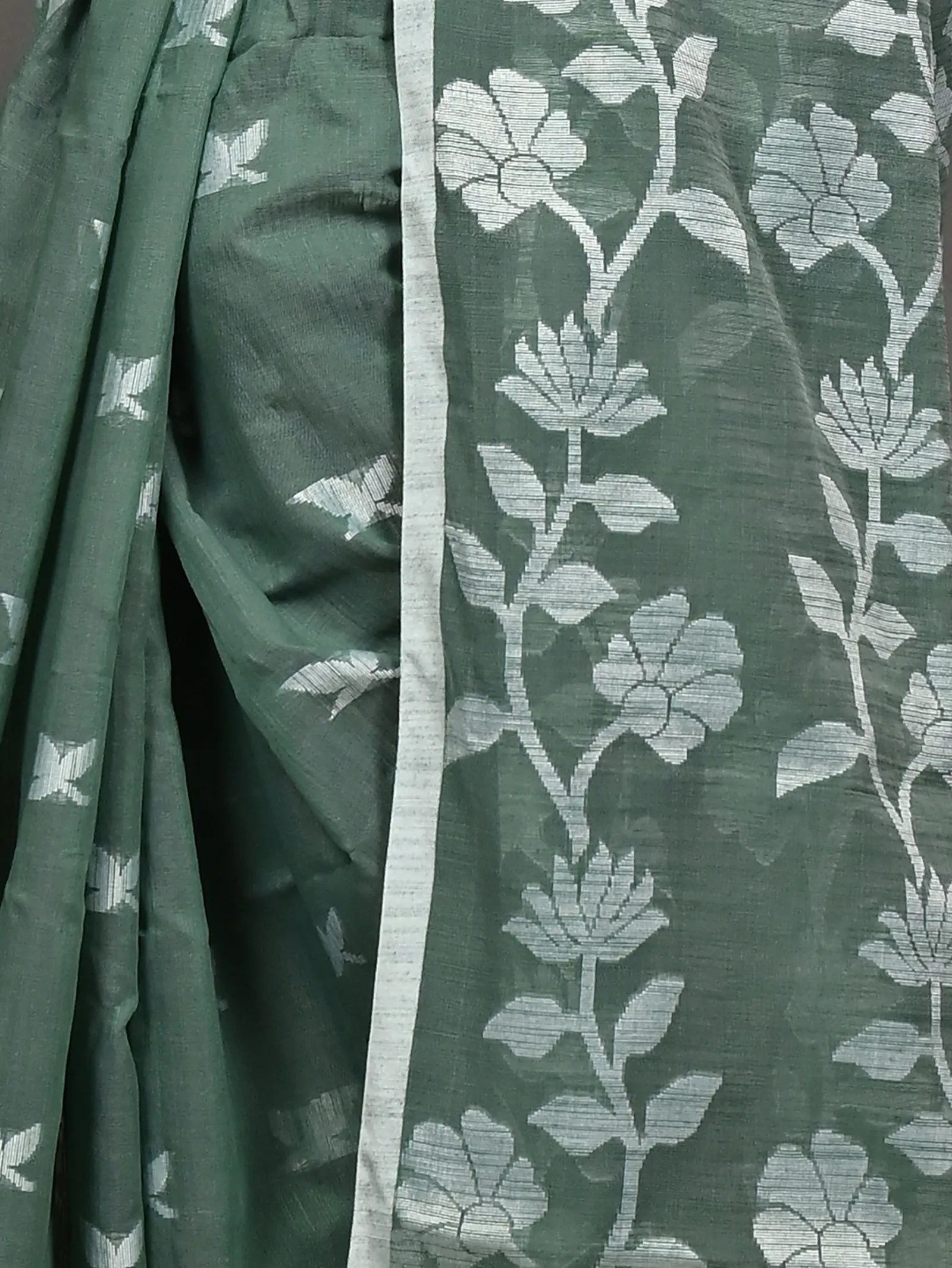 DipDiya Cotton Blend Green Parlon Timeless Bengal Handloom Sarees
