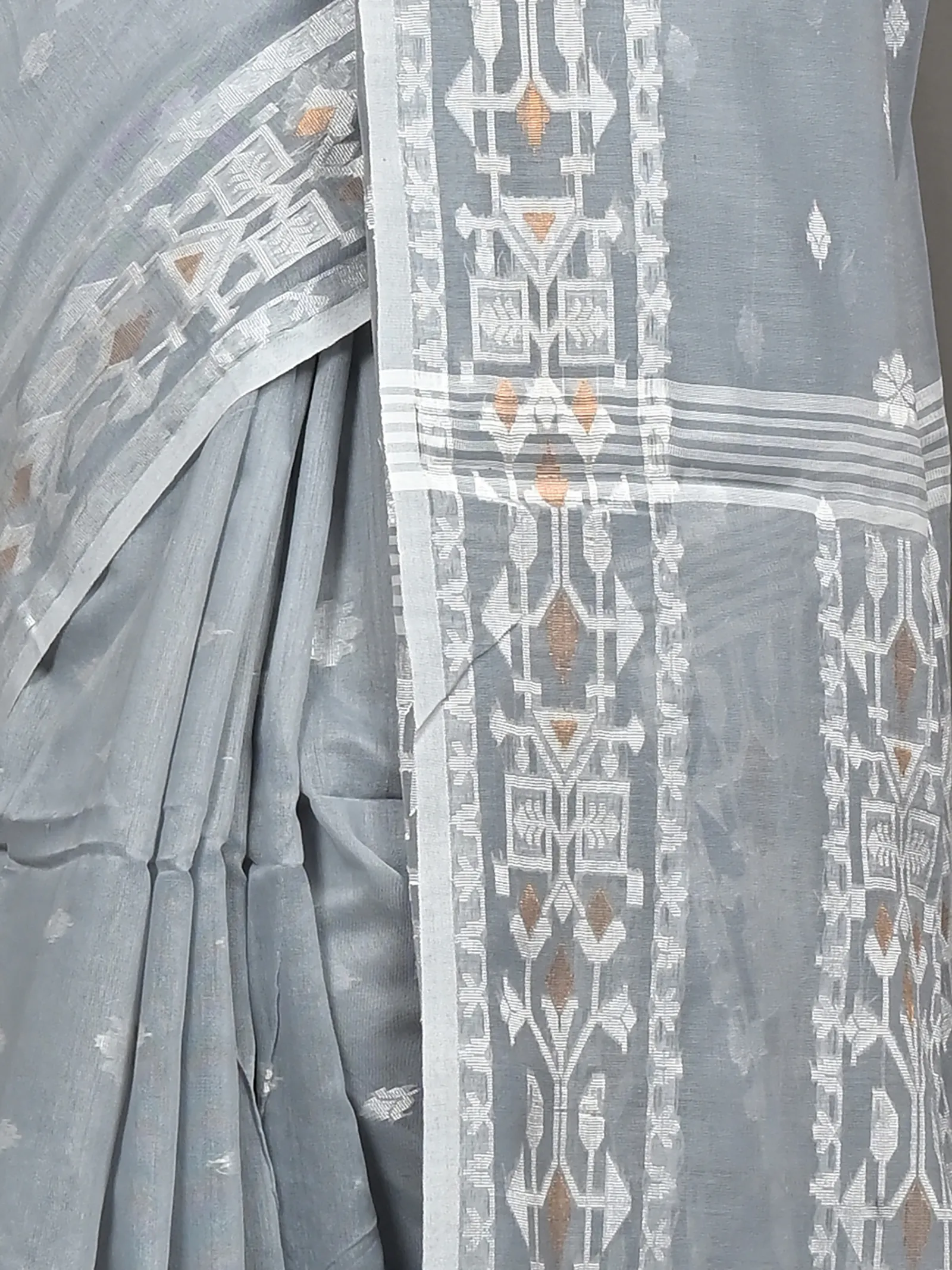 DipDiya Cotton Blend Grey Parlvi Weaves with a Story Handloom Sarees