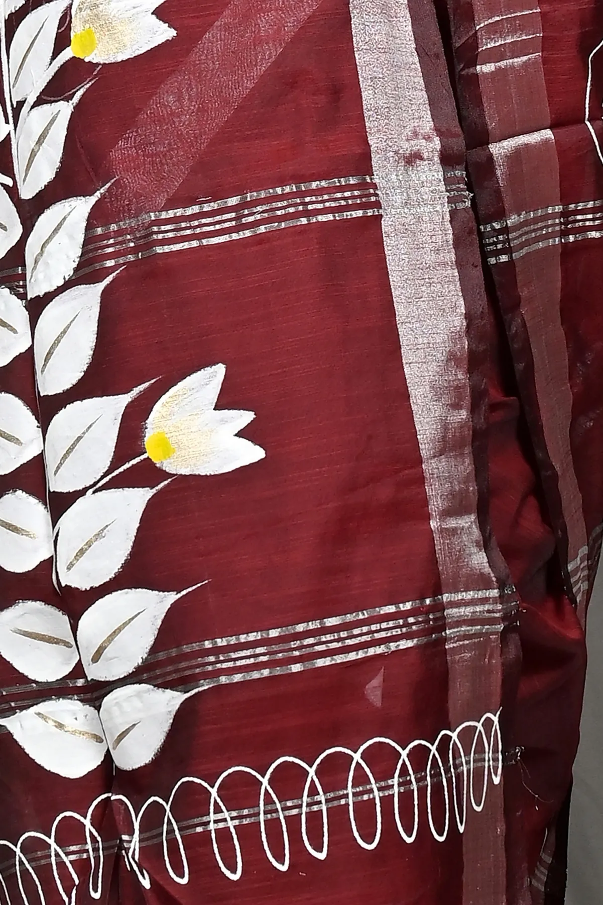 DipDiya Cotton Blend Merron Souvar Heritage of Bengali Hand Painted Sarees