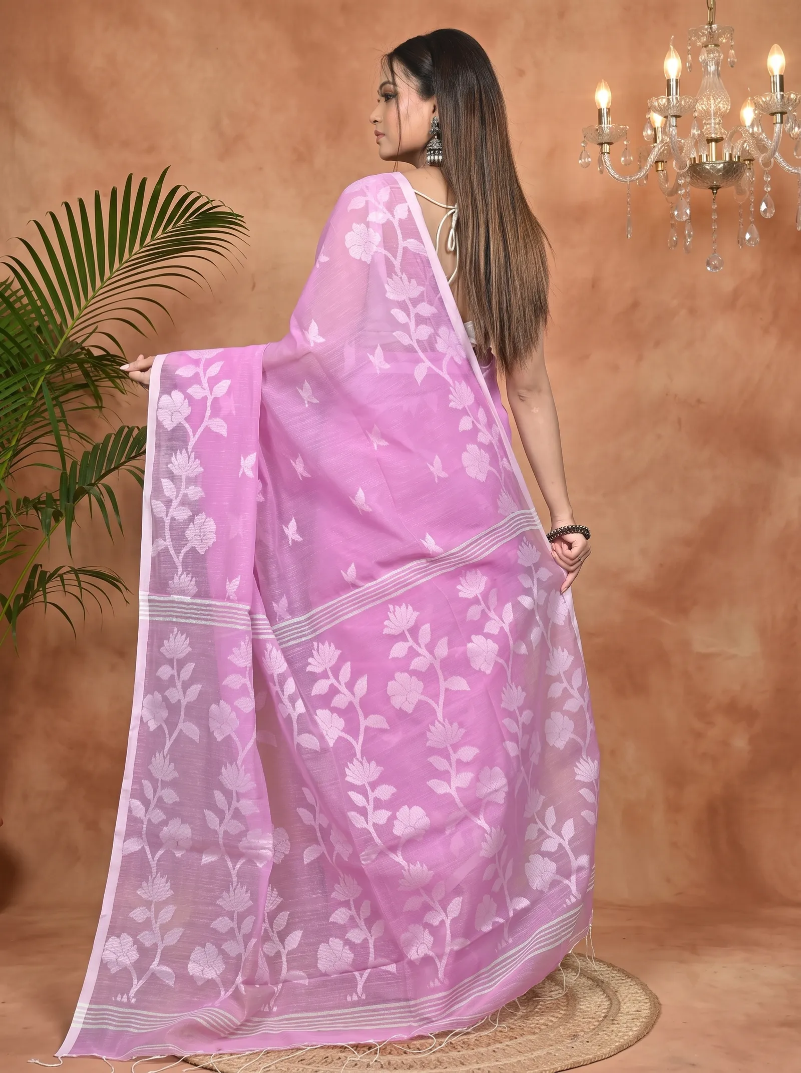 DipDiya Cotton Blend Pink Parlon Stories of Bengal Handloom Sarees