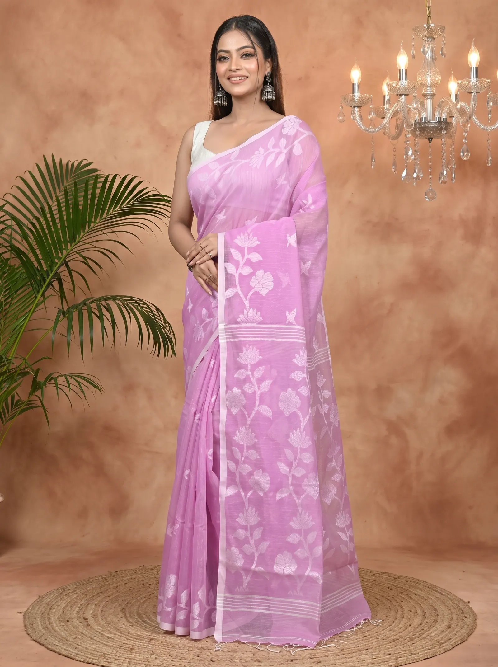 DipDiya Cotton Blend Pink Parlon Stories of Bengal Handloom Sarees