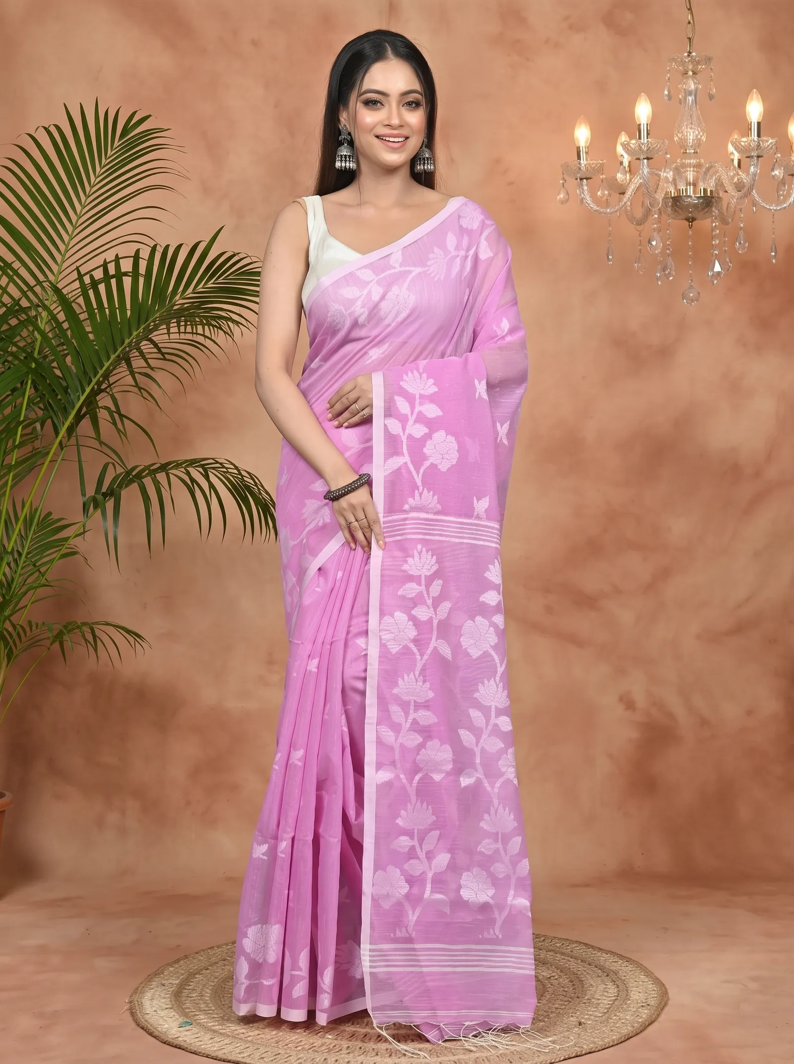 DipDiya Cotton Blend Pink Parlon Stories of Bengal Handloom Sarees