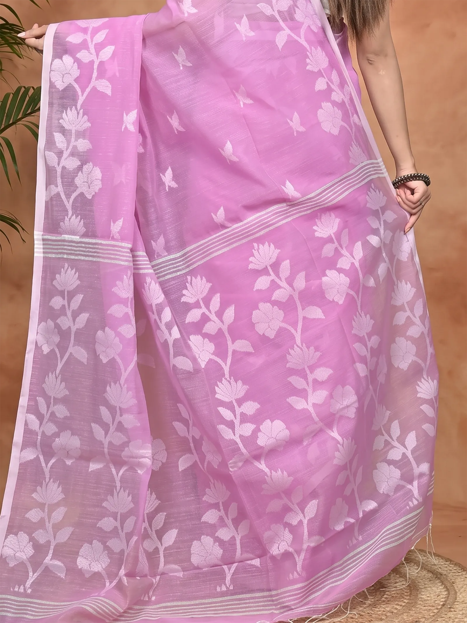 DipDiya Cotton Blend Pink Parlon Stories of Bengal Handloom Sarees