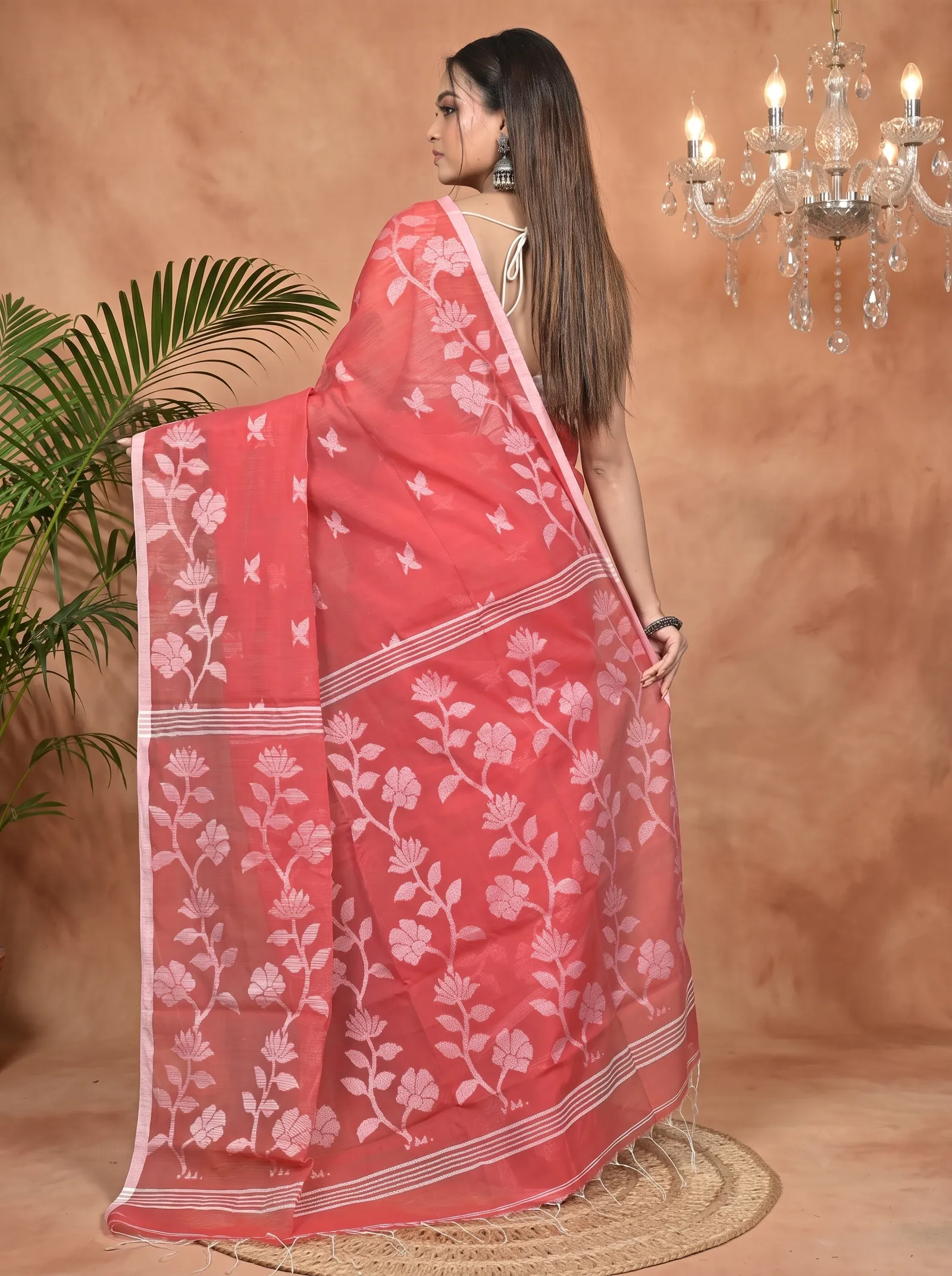 DipDiya Cotton Blend Red Parlon The Bengali Classic Handloom Sarees