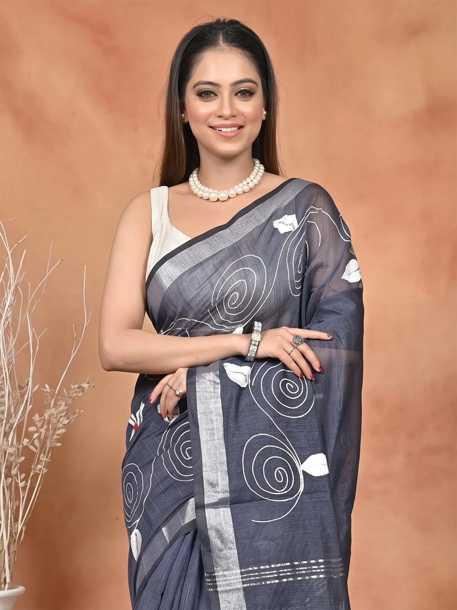 DipDiya Cotton Blend  Traditional Bengali Assh Artisan Crafted Souvar Hand Painted Saree