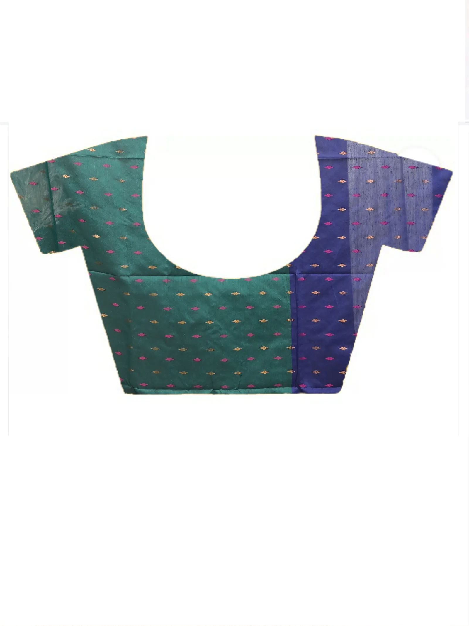 DipDiya Cotton Blend  Traditional Bengali Blue Green Artisan Crafted Parvon Kanjivaram Silk Saree