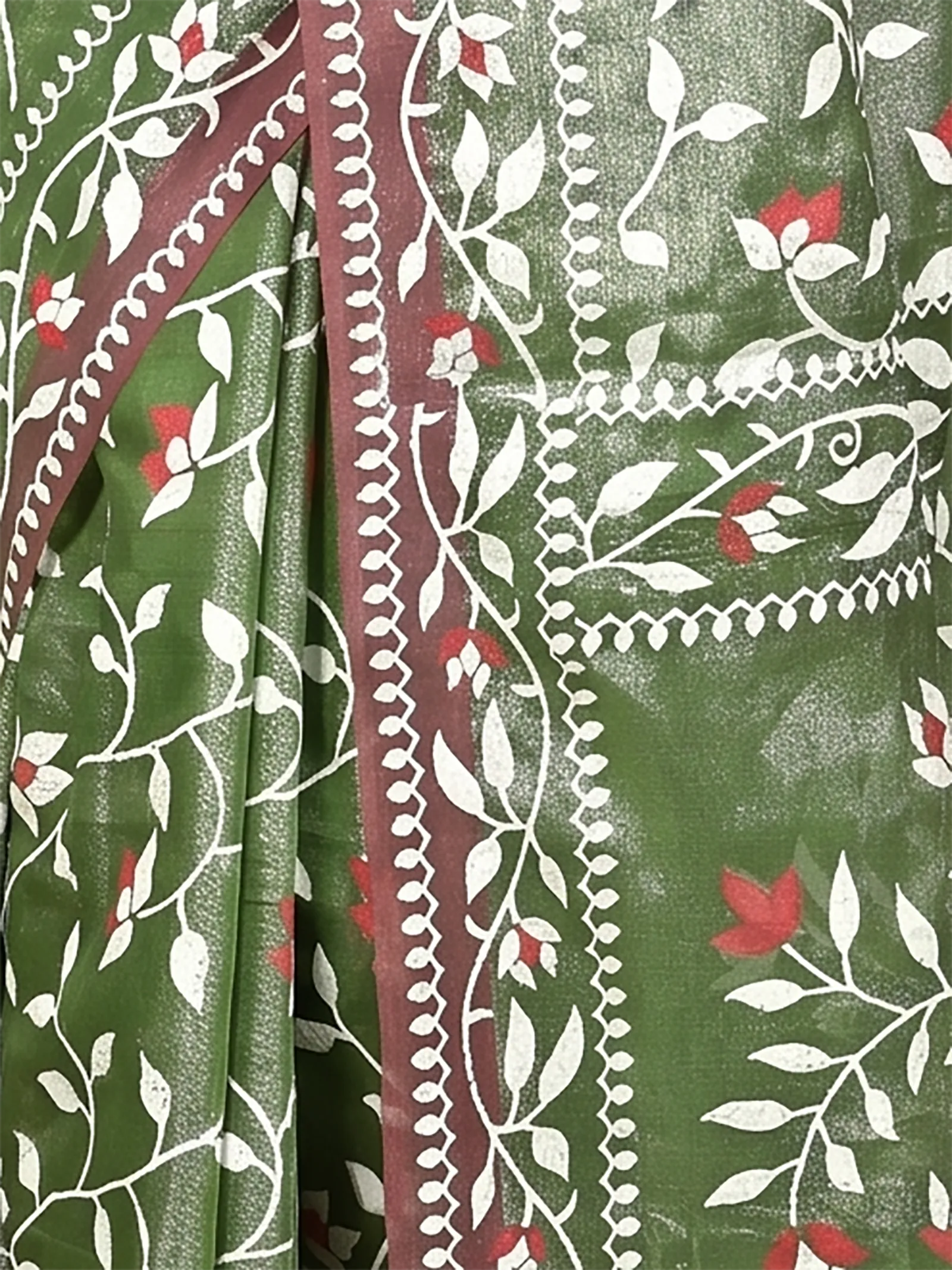DipDiya Cotton Blend  Traditional Bengali Green Artisan Crafted Parbun Handloom Saree
