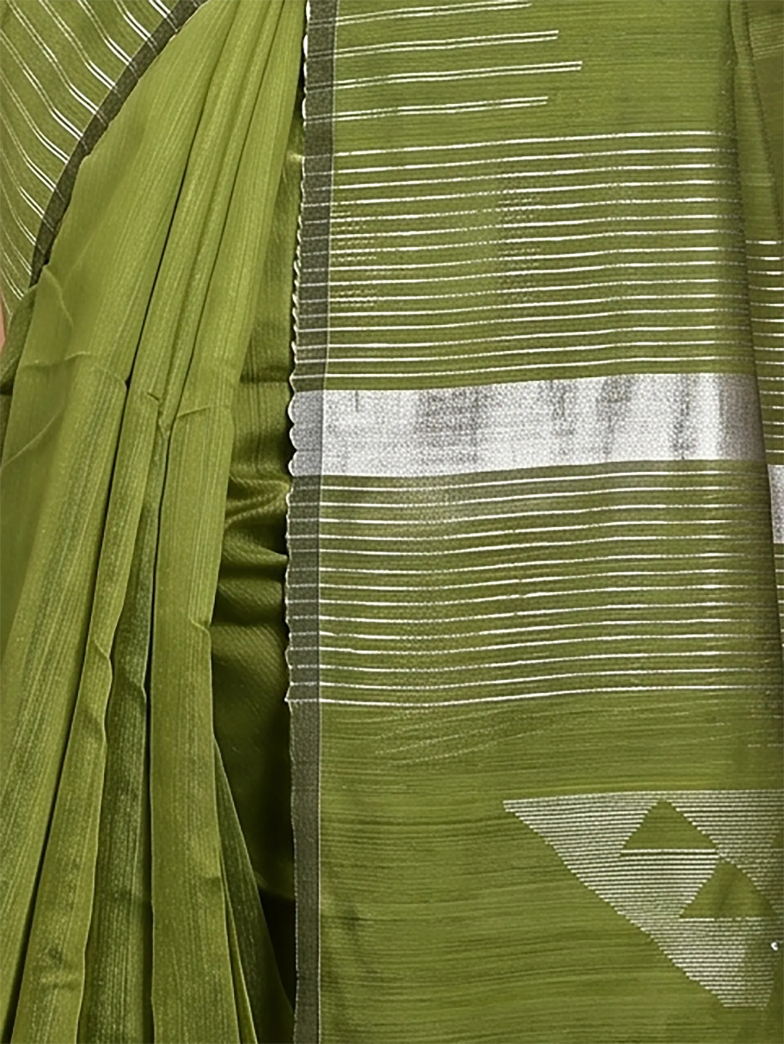 DipDiya Cotton Blend  Traditional Bengali Green Artisan Crafted Soubit Handloom Saree