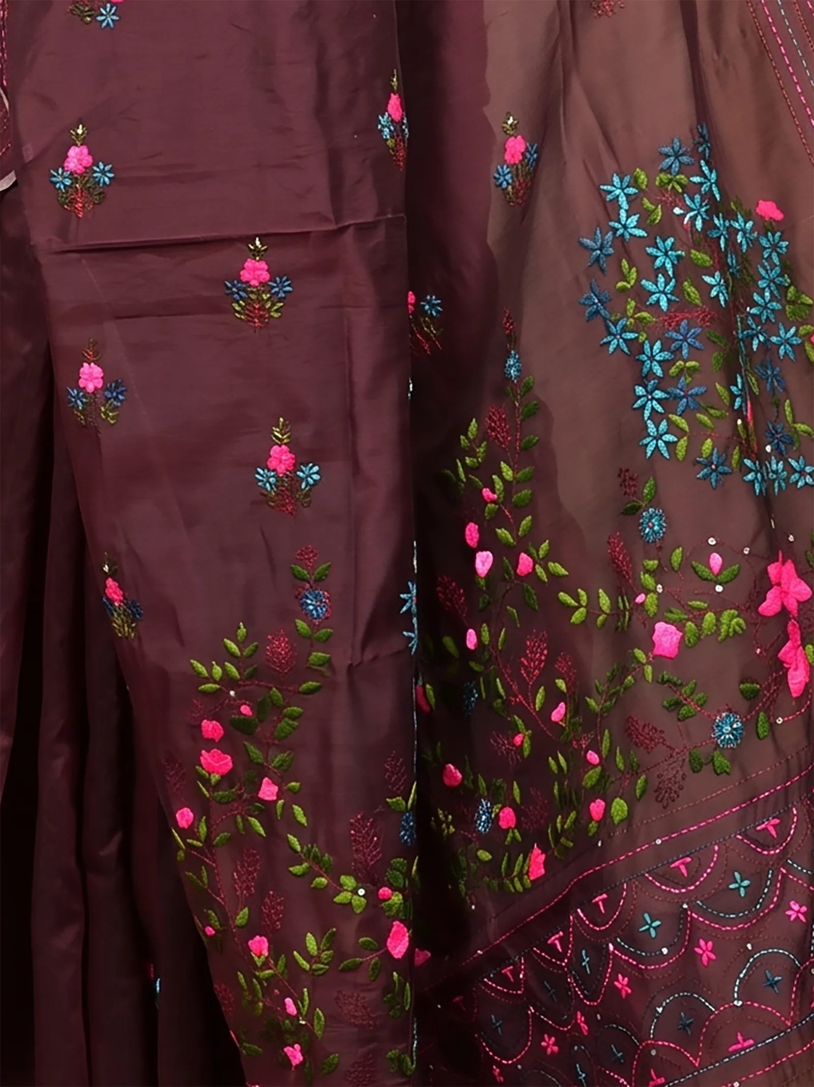 DipDiya Cotton Blend  Traditional Bengali Maroon Artisan Crafted Soubun Kathan Saree