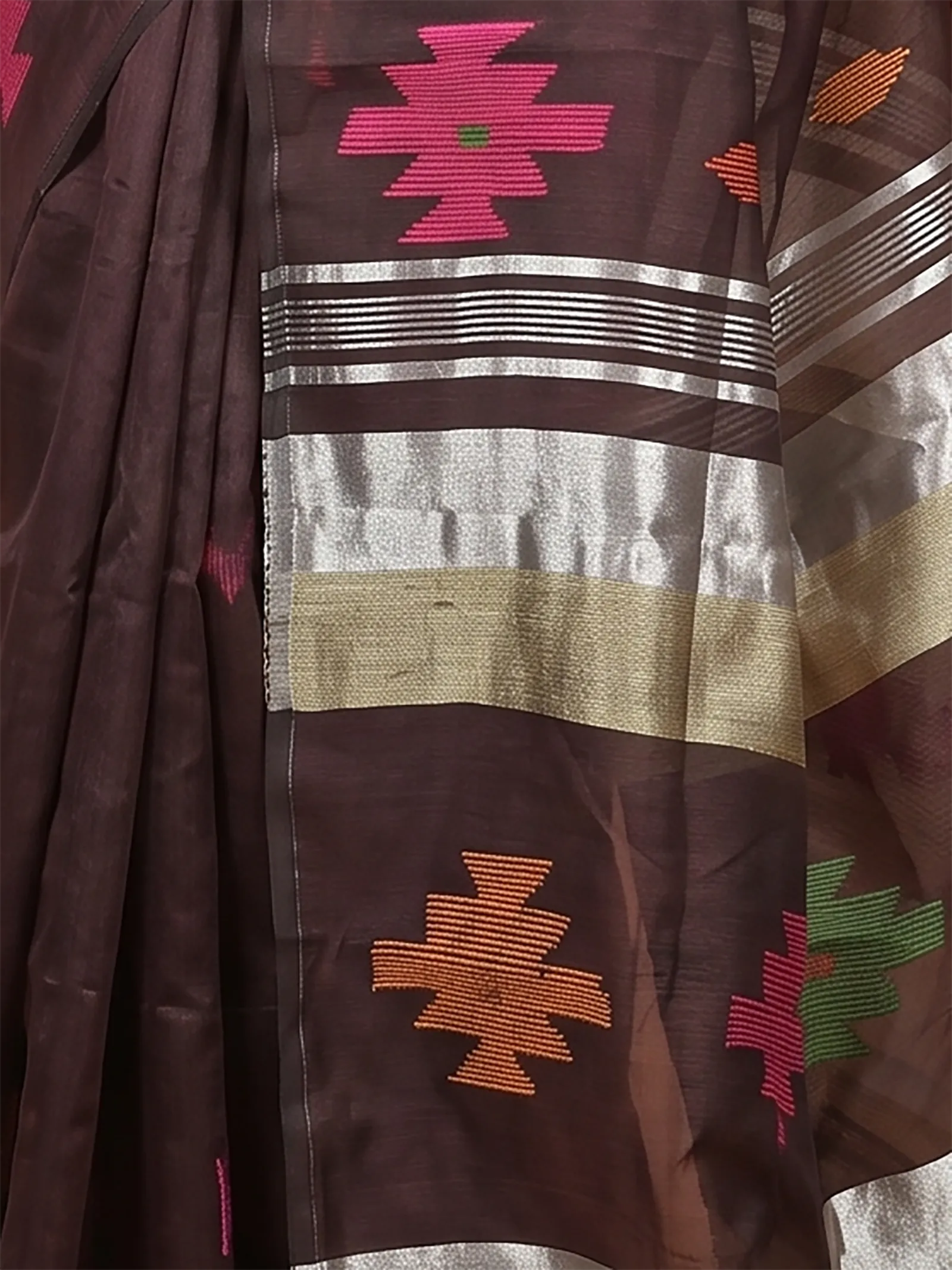 DipDiya Cotton Blend  Traditional Bengali Maroon Artisan Crafted Soulik Handloom Saree