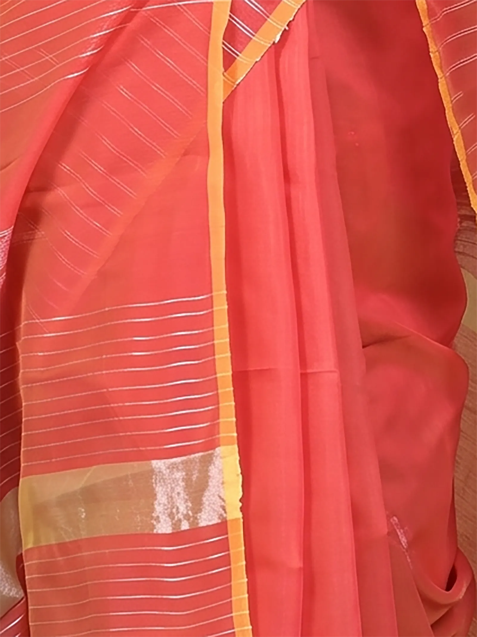 DipDiya Cotton Blend  Traditional Bengali Peach Artisan Crafted Soubit Handloom Saree