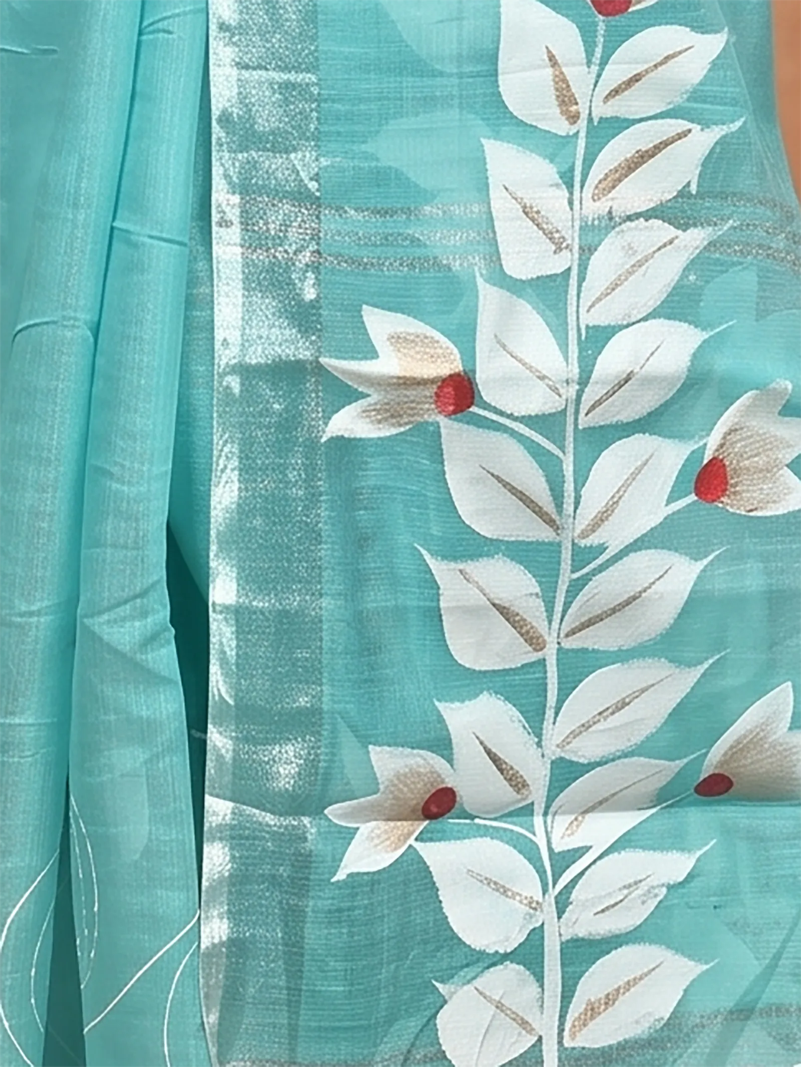 DipDiya Cotton Blend  Traditional Bengali See Blue Artisan Crafted Souvar Hand Painted Saree