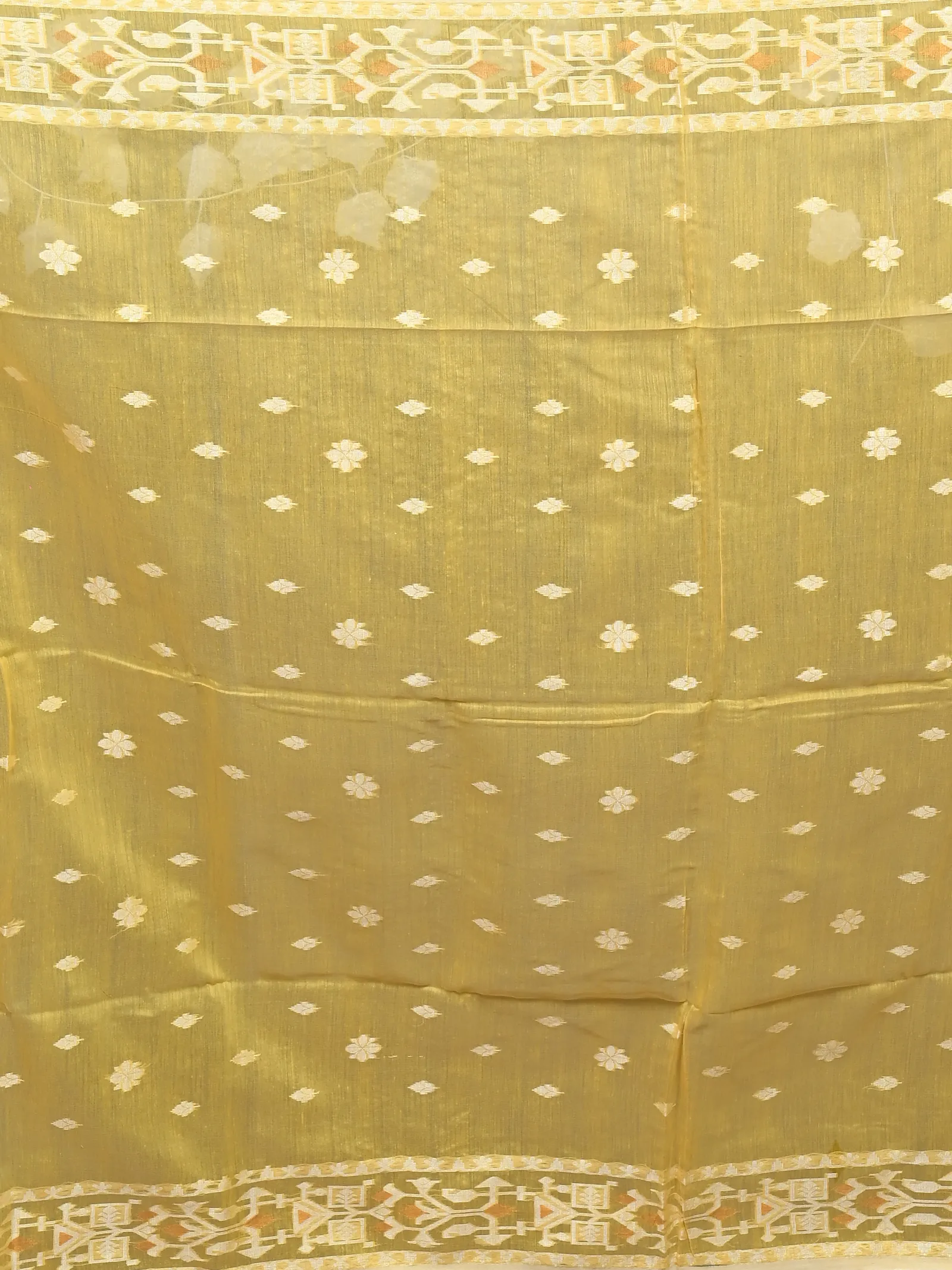 DipDiya Cotton Blend Yellow Parlvi Woven with Love Handloom Sarees