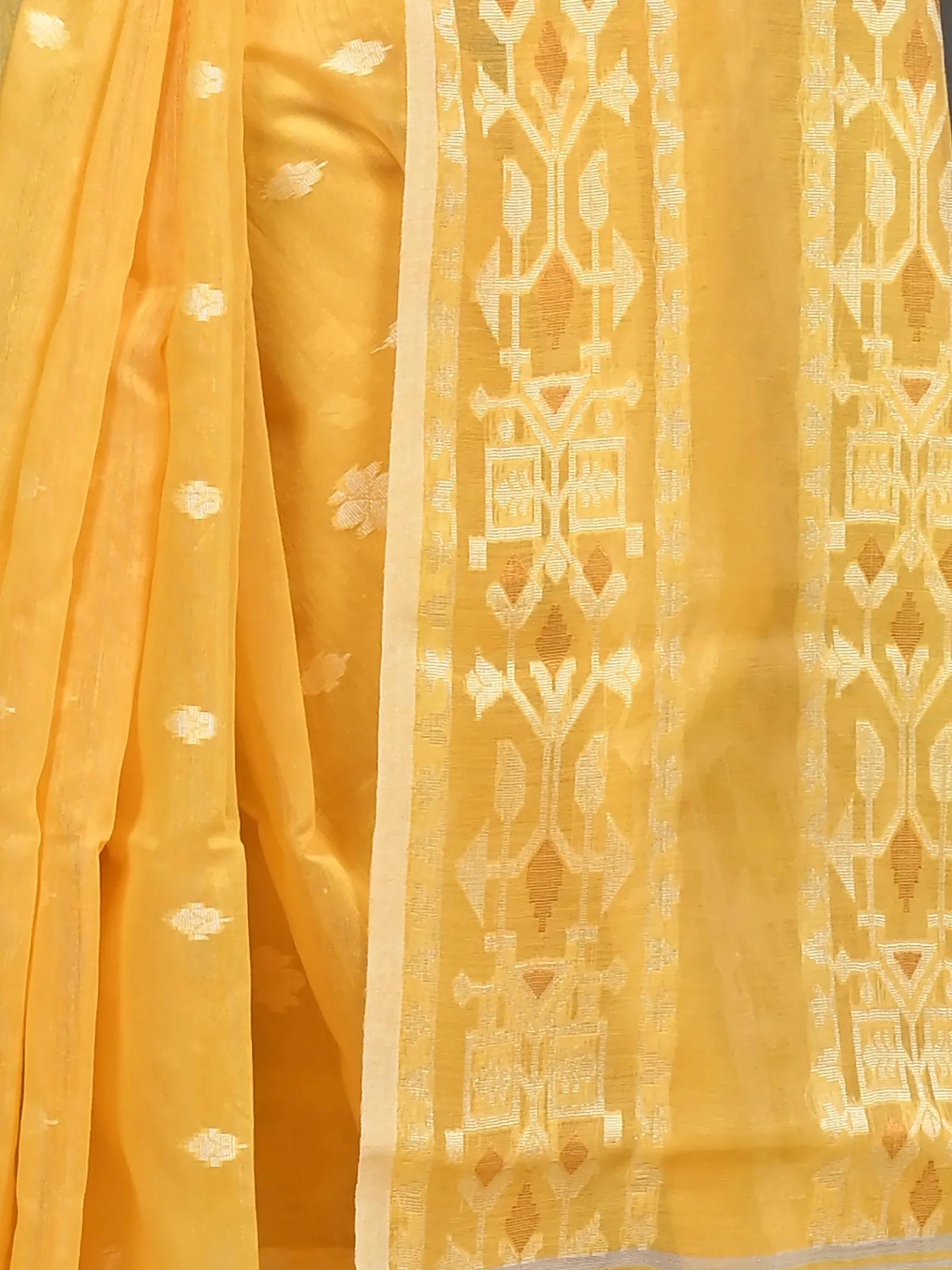 DipDiya Cotton Blend Yellow Parlvi Woven with Love Handloom Sarees
