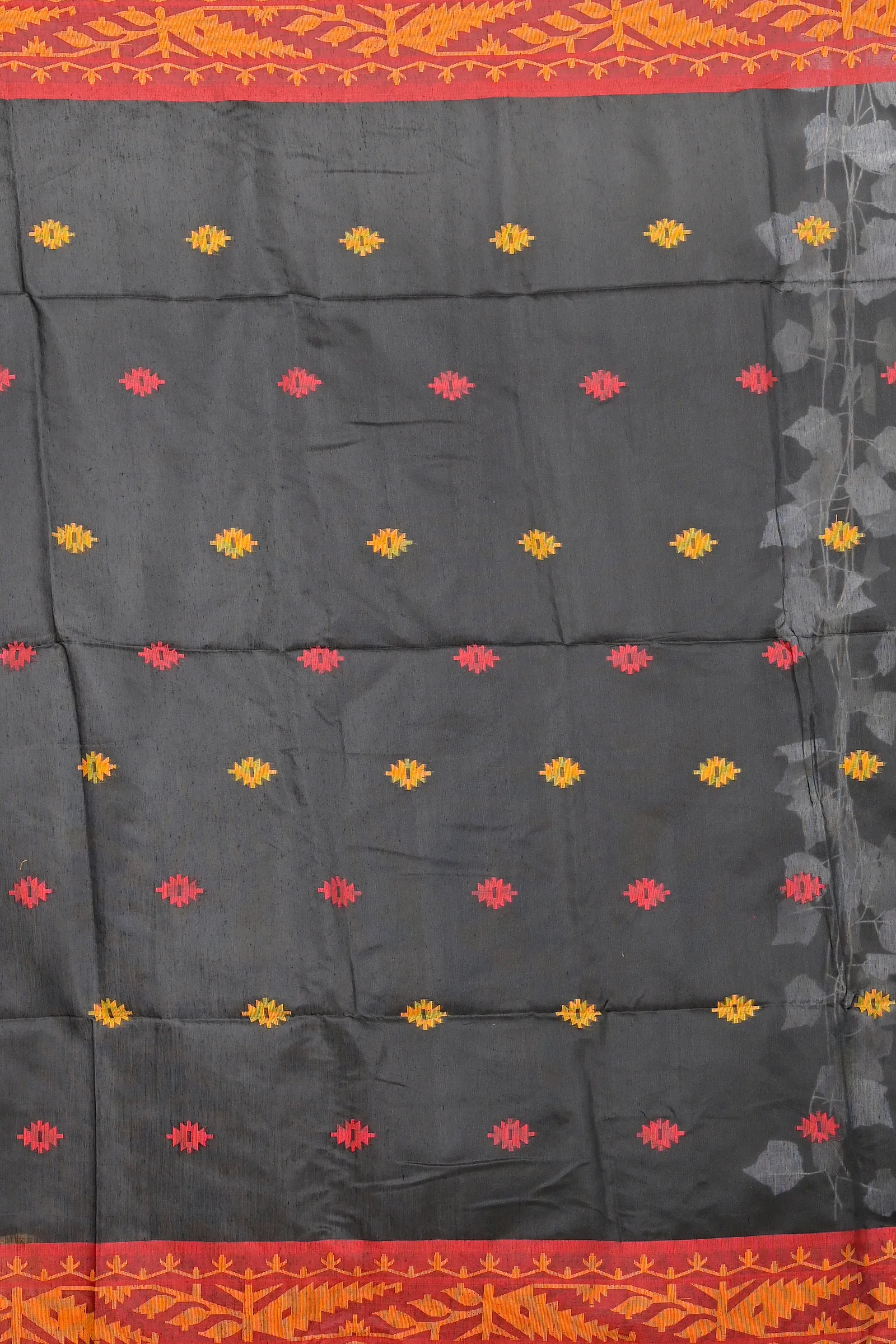 DipDiya Cotton Blended Black Red Parul Crafted in Bengal Handloom Sarees