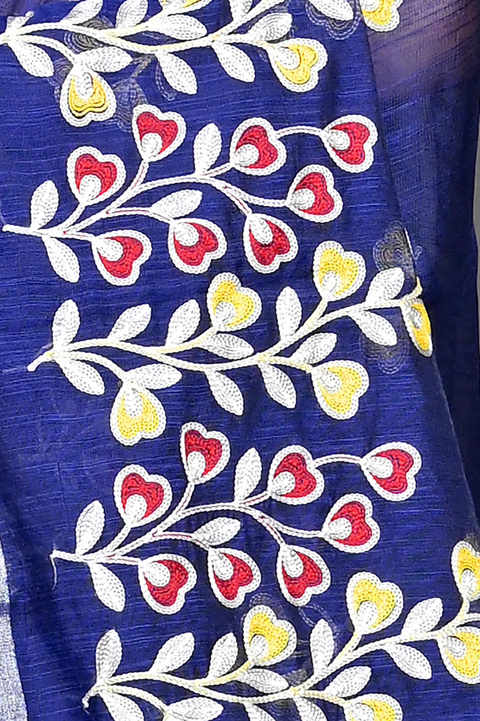 DipDiya Cotton Blended Blue Paroni Wrapped in Heritage Embroidery Handloom sarees