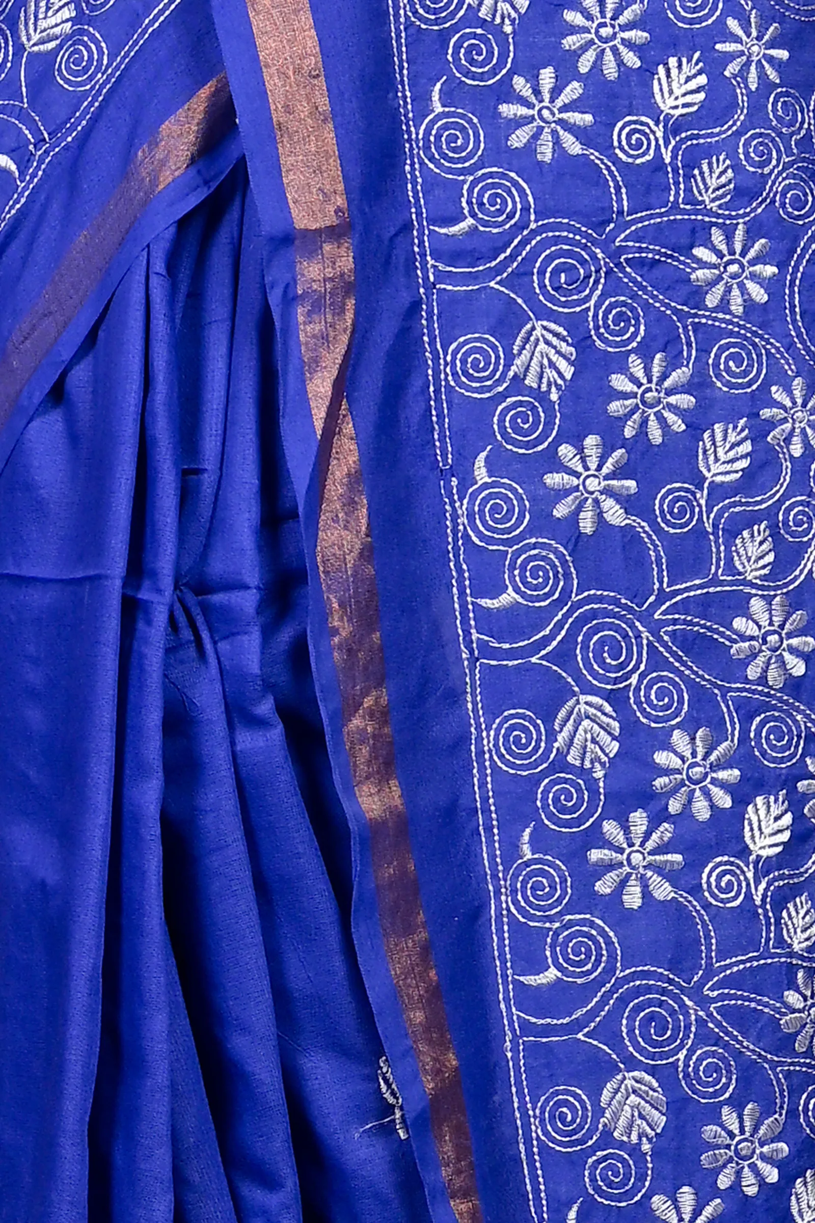 DipDiya Cotton Blended Blue Paru Classic Bengali Handloom Sarees