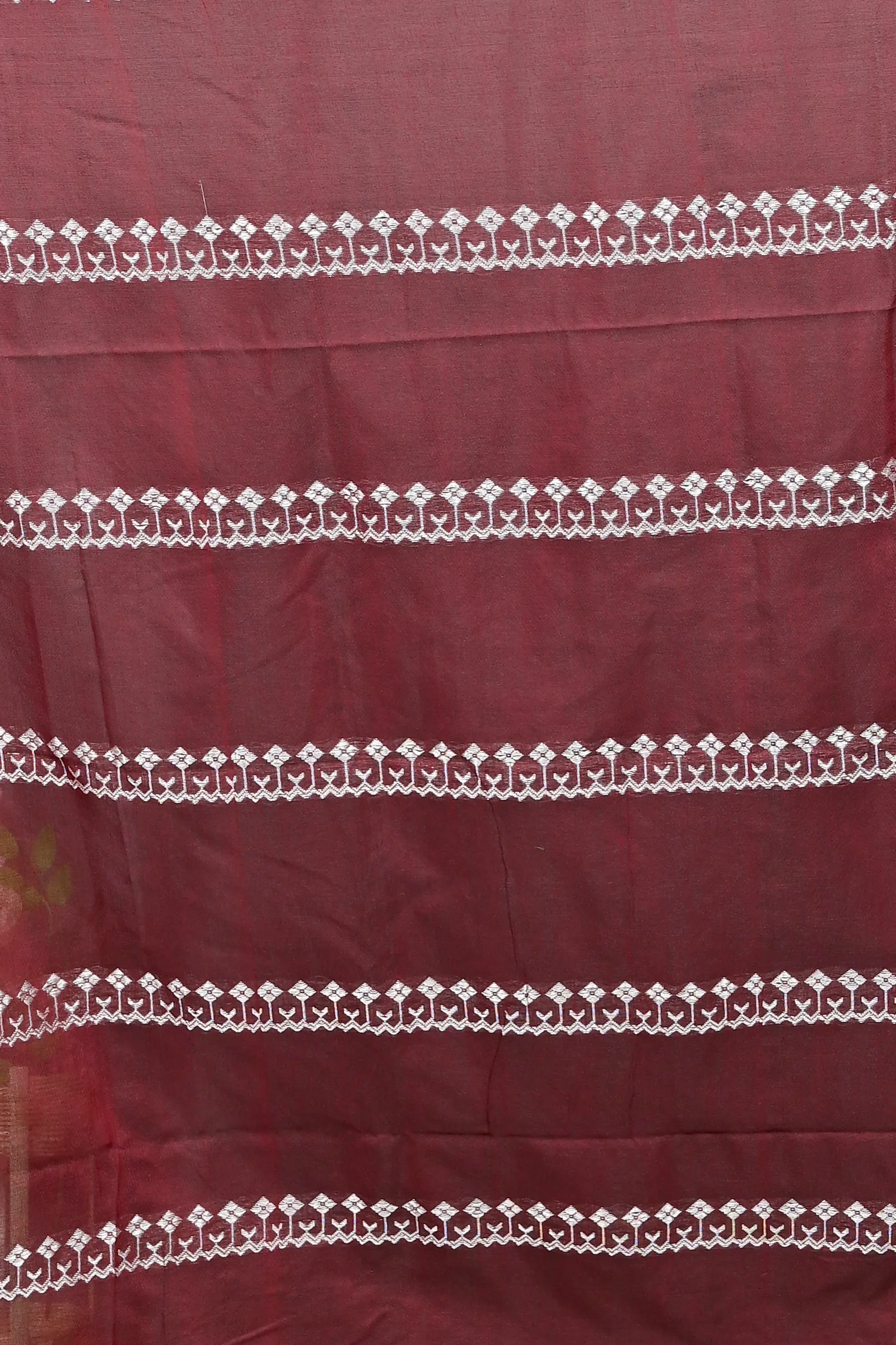 DipDiya Cotton Blended Maroon Pareta Effortless Tradition Handloom Sarees