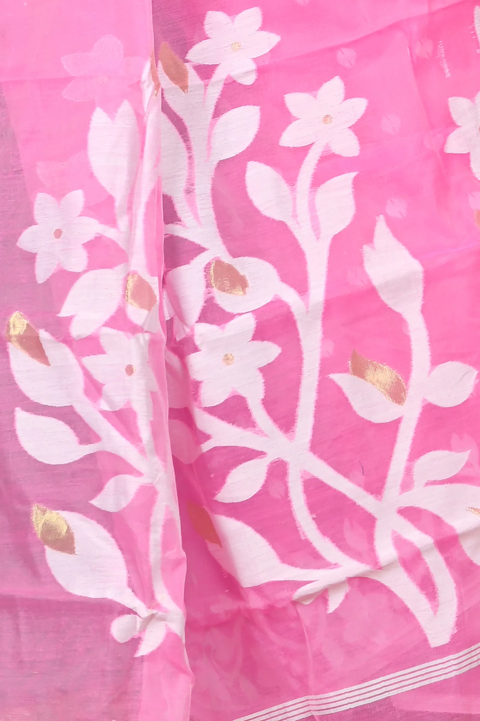 DipDiya Cotton Blended Pink Parinit Woven with Tradition Jamdani Sarees