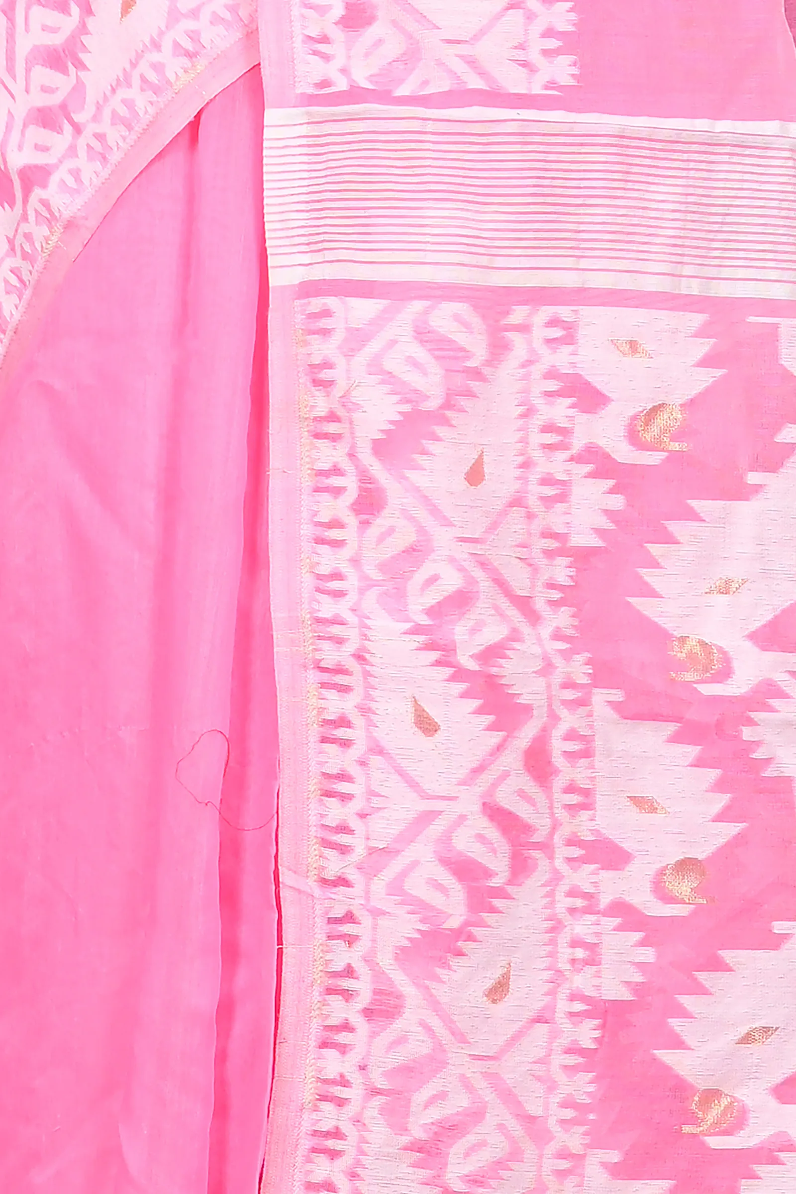 DipDiya Cotton Blended Pink White Parv Heritage You Can Wear Jamdani Sarees