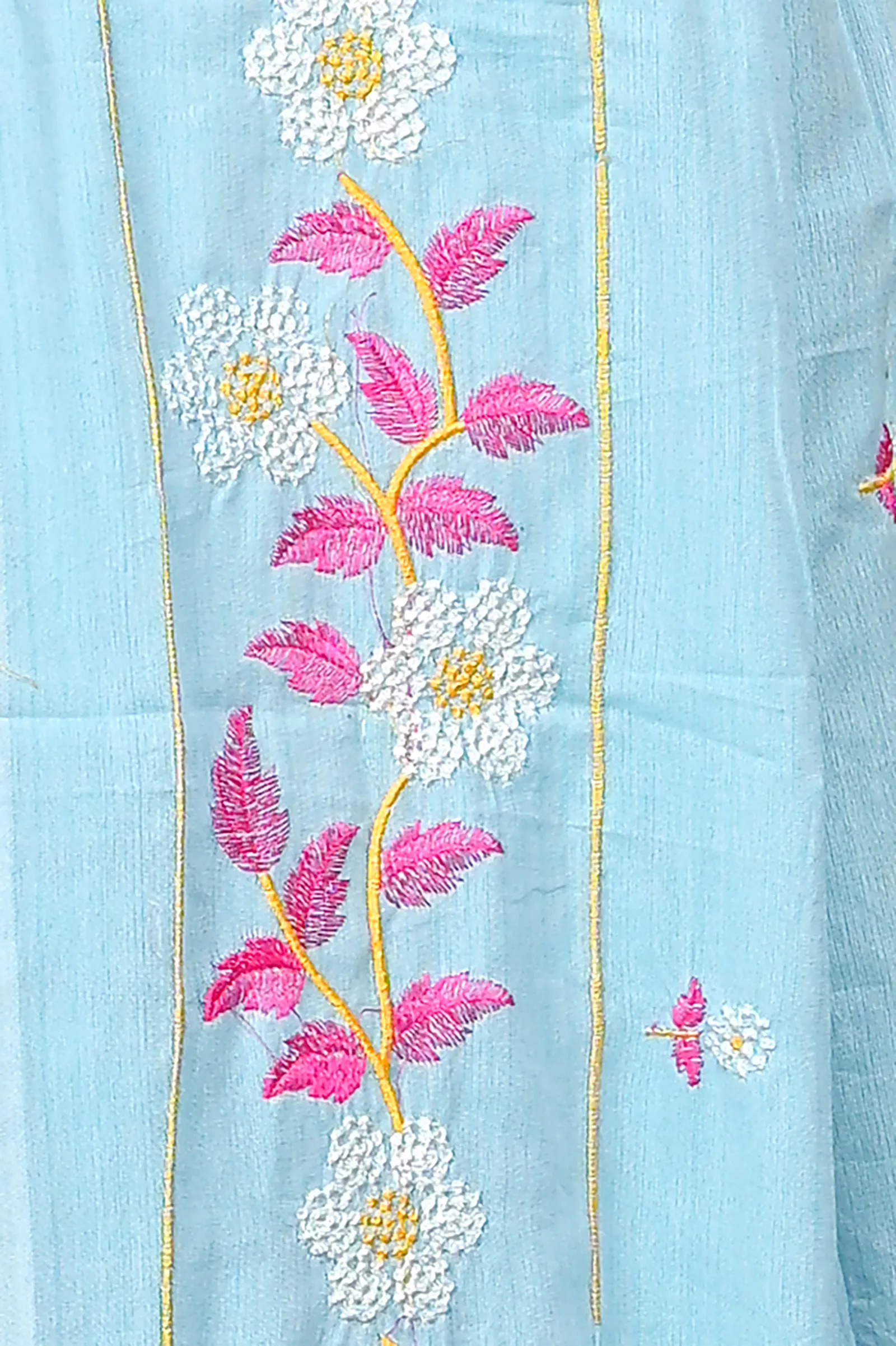 DipDiya Cotton Blended Sky Blue Paraya Bengal’s Legacy Embroidery Handloom sarees