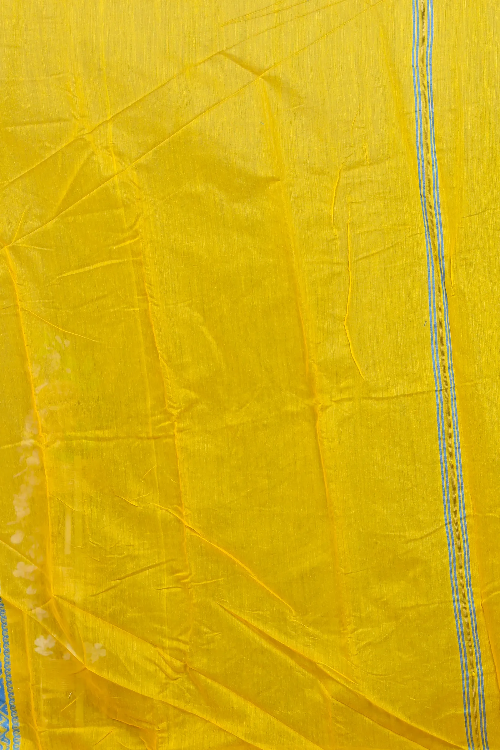 DipDiya Cotton Blended Yellow Blue Parv Masterfully Woven Jamdani Sarees