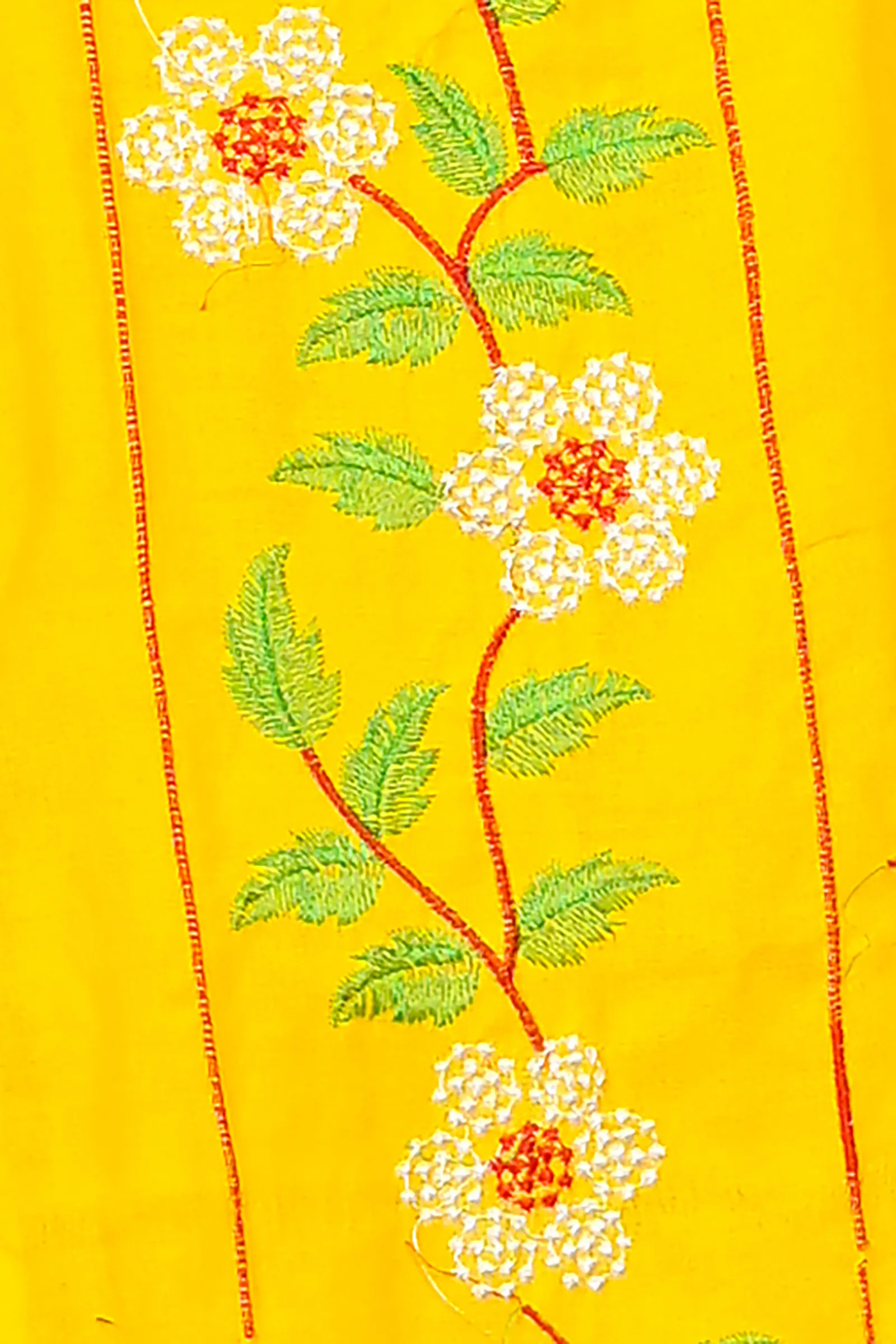 DipDiya Cotton Blended Yellow Paraya Classic Bengali Embroidery Handloom sarees
