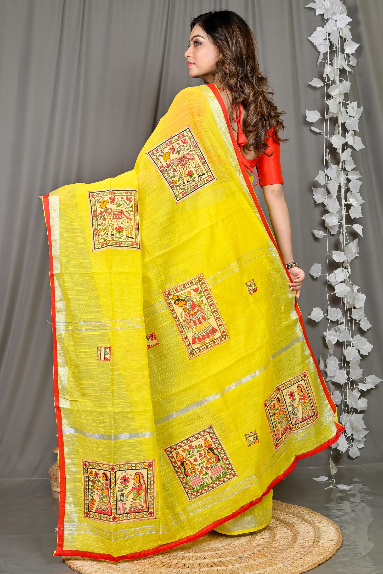 DipDiya Cotton Blended Yellow Parija Loom to Love Applique Sarees