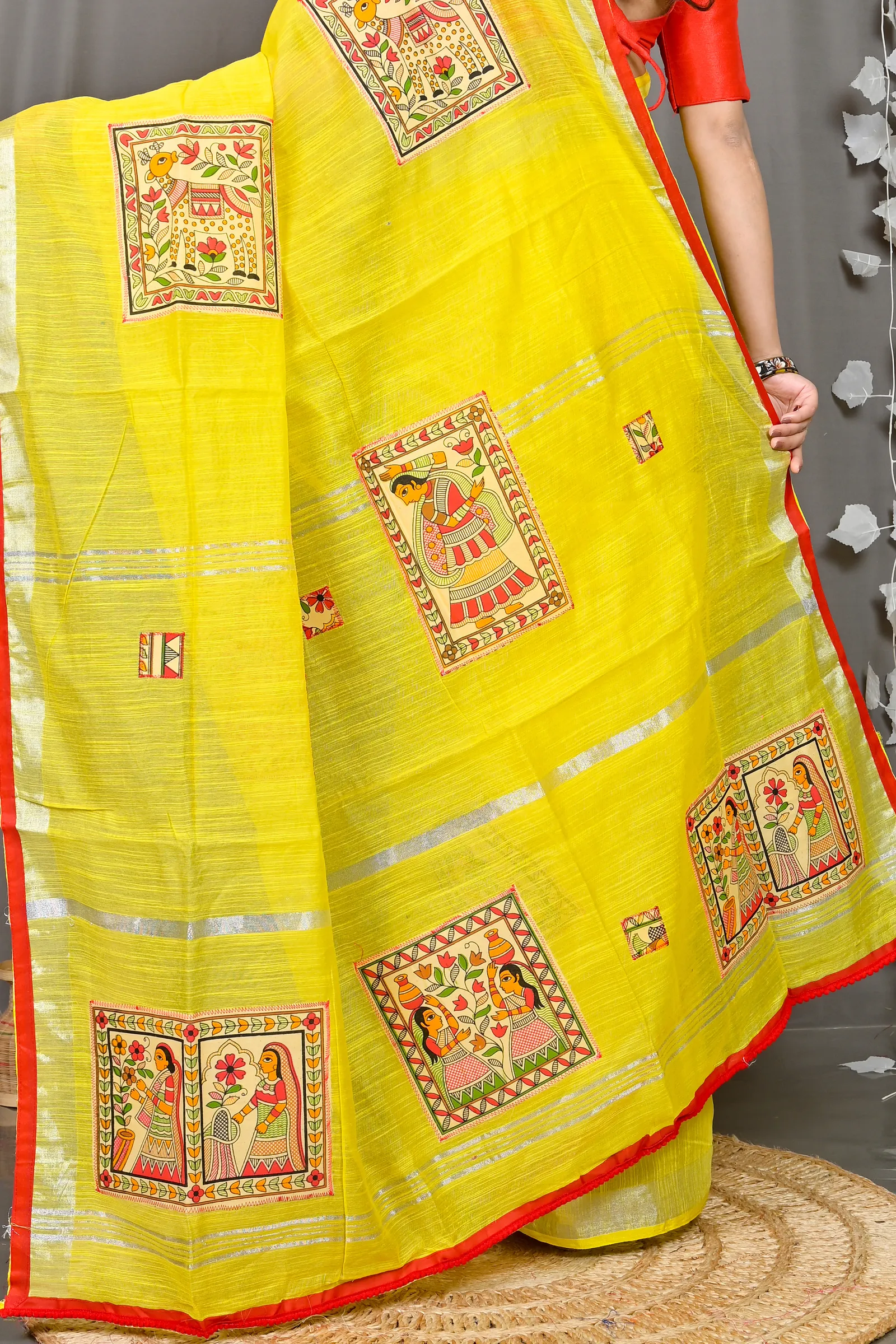 DipDiya Cotton Blended Yellow Parija Loom to Love Applique Sarees