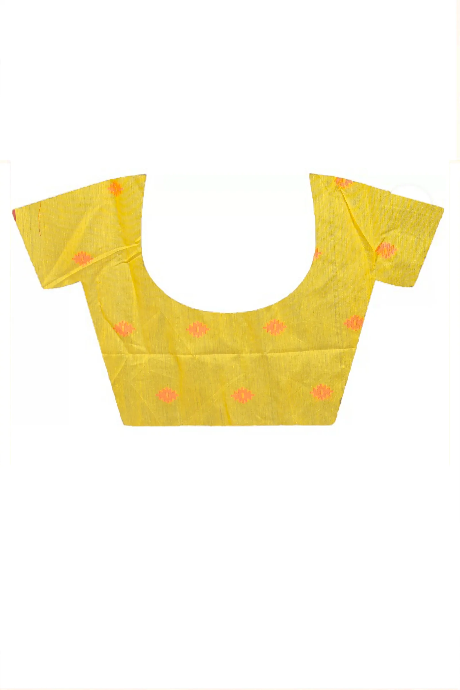 DipDiya Cotton Blended Yellow Red Parul Crafted with Soul Handloom Sarees
