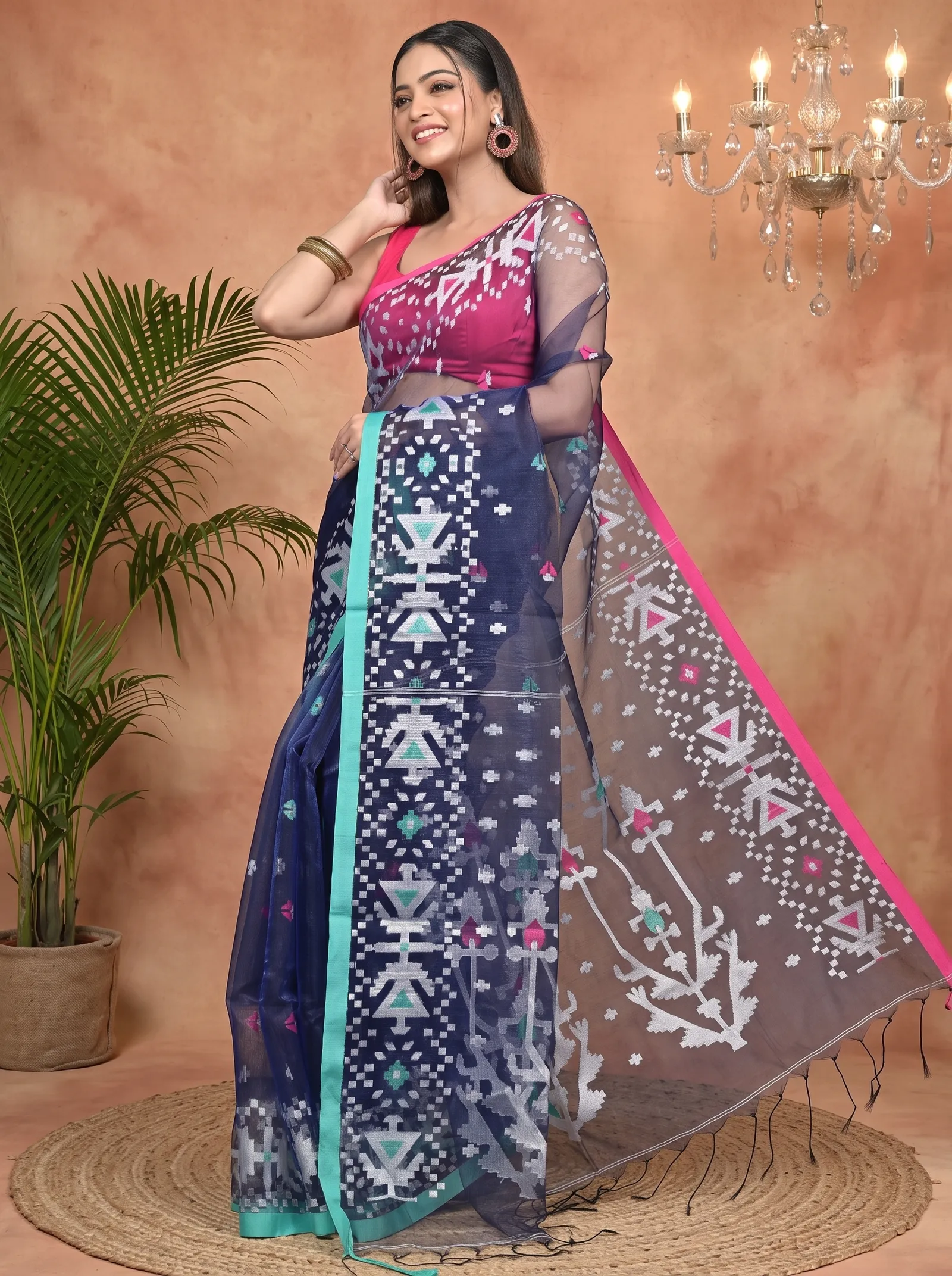 DipDiya Cotton Blue Nopvi Classic Grace Muslin sarees