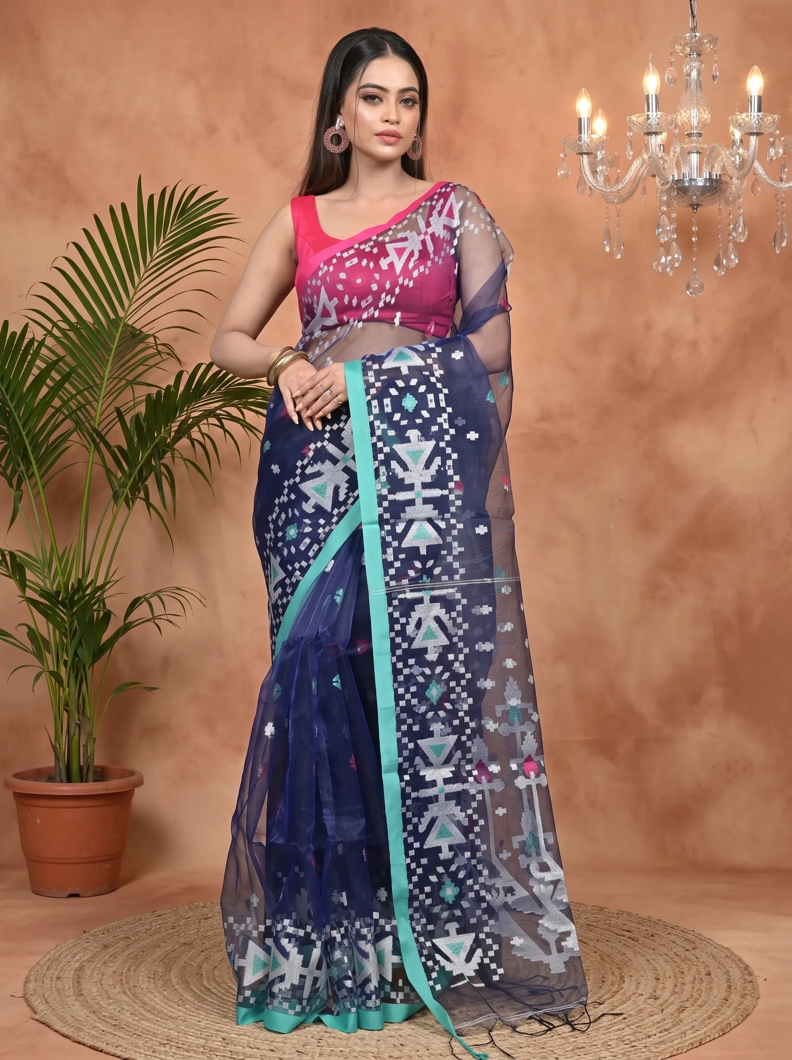DipDiya Cotton Blue Nopvi Classic Grace Muslin sarees
