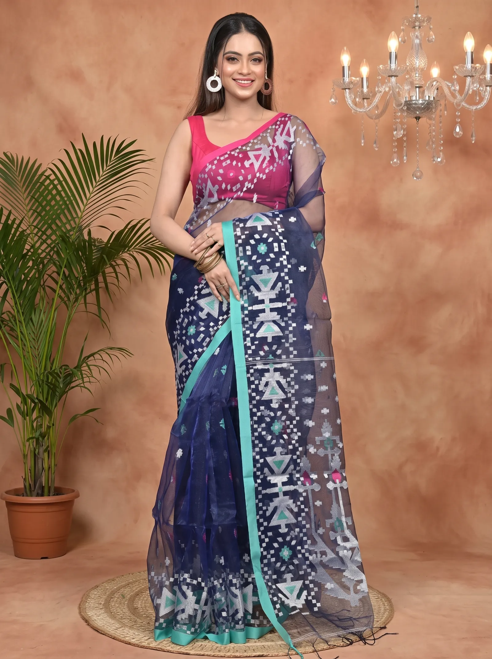 DipDiya Cotton Blue Nopvi Classic Grace Muslin sarees