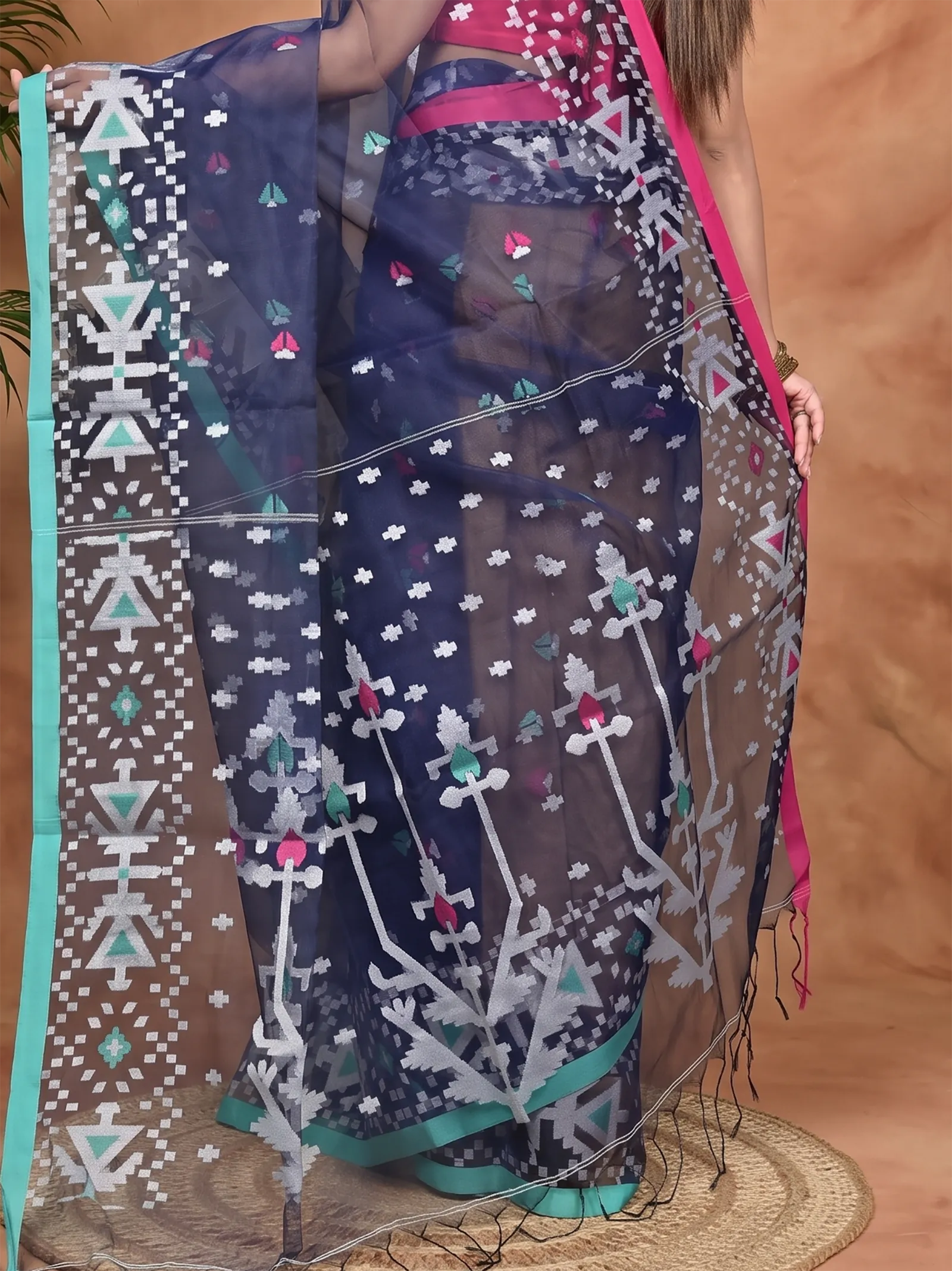 DipDiya Cotton Blue Nopvi Classic Grace Muslin sarees