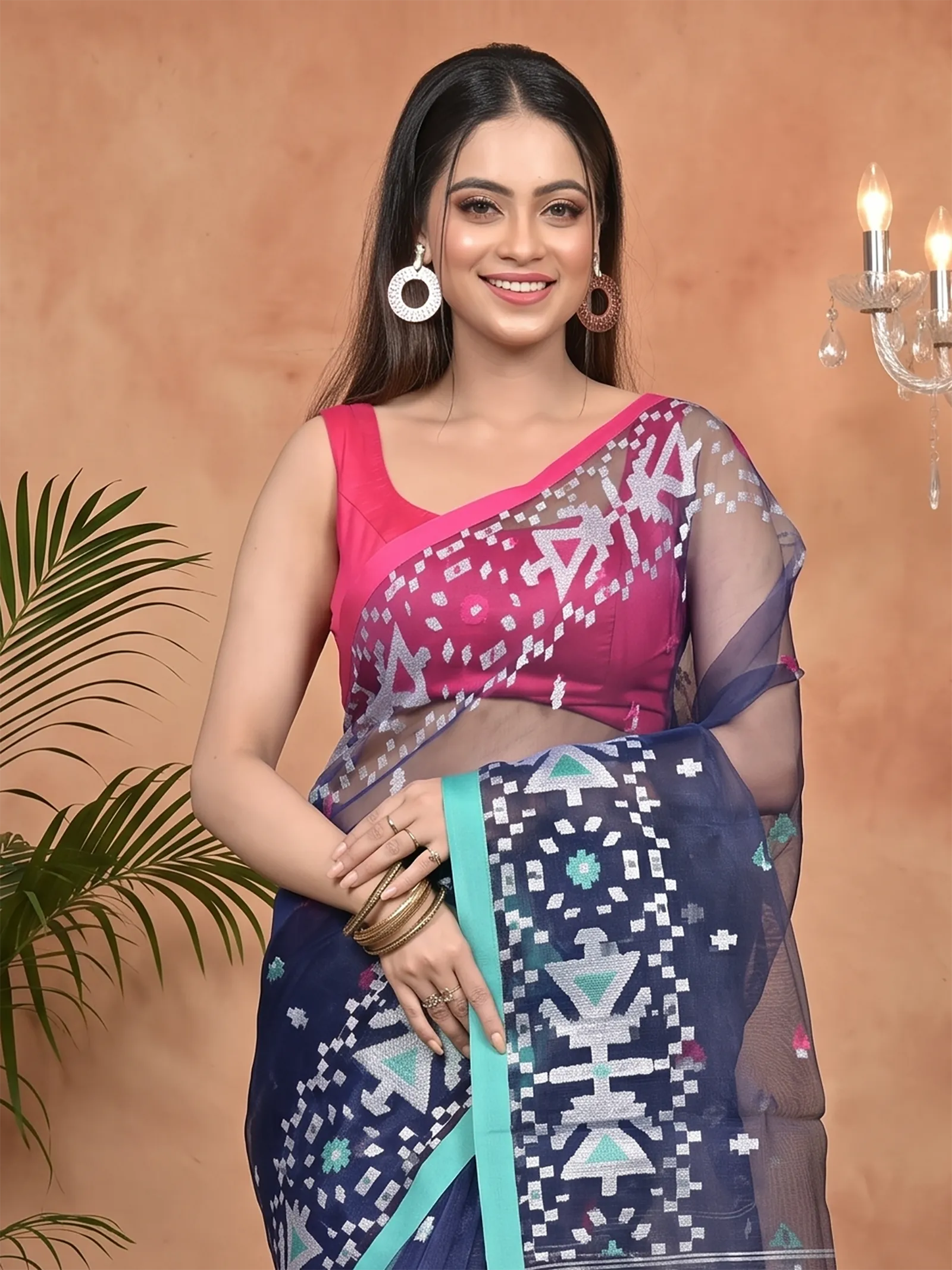 DipDiya Cotton Blue Nopvi Classic Grace Muslin sarees