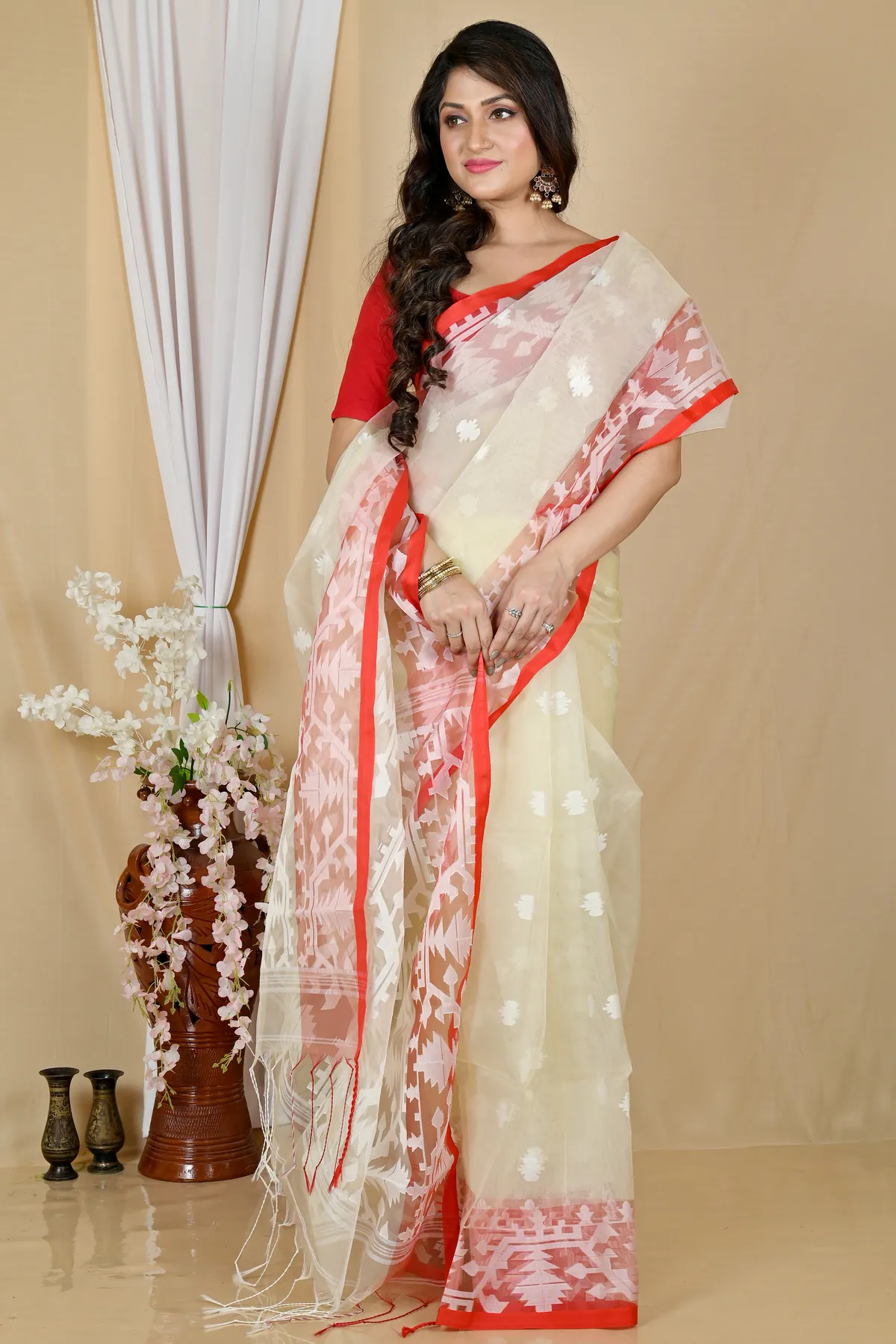 DipDiya Cotton Cream Monimal Effortless Tradition Muslin sarees