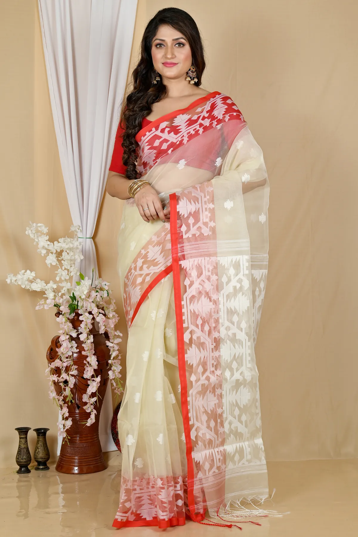 DipDiya Cotton Cream Monimal Effortless Tradition Muslin sarees