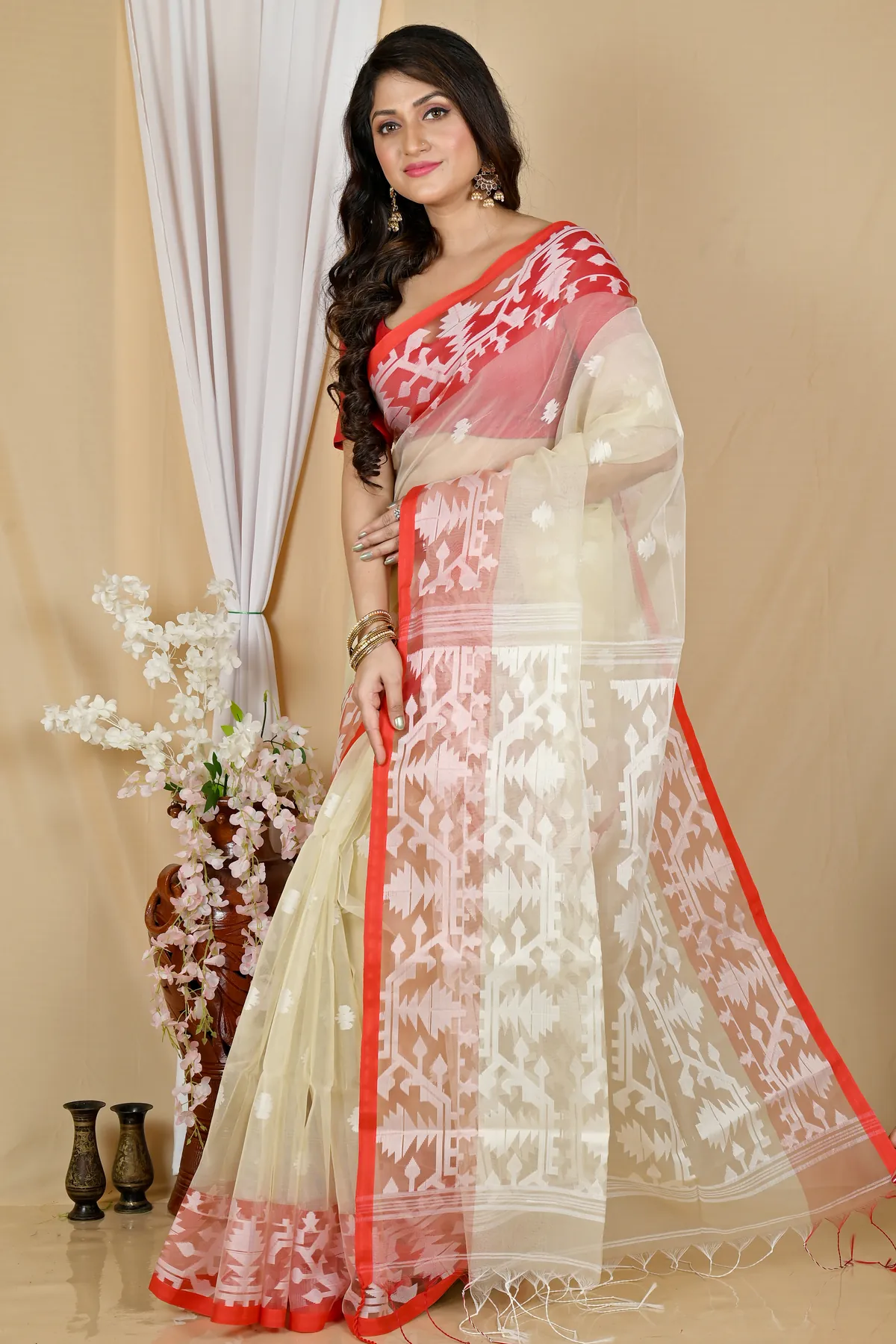DipDiya Cotton Cream Monimal Effortless Tradition Muslin sarees